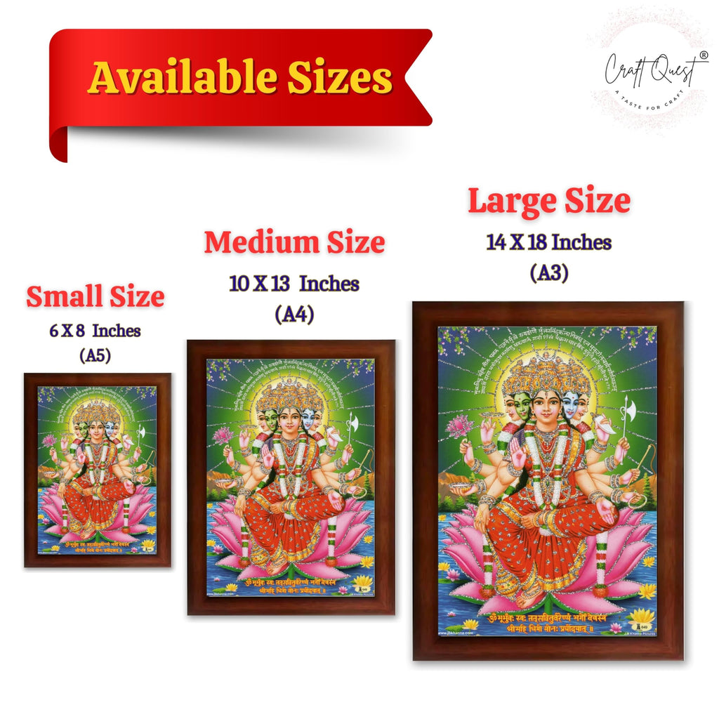 CRAFT QUEST Gayatri Mata Gayatridevi Wall Painting Framed Home and Pooja Decor Items