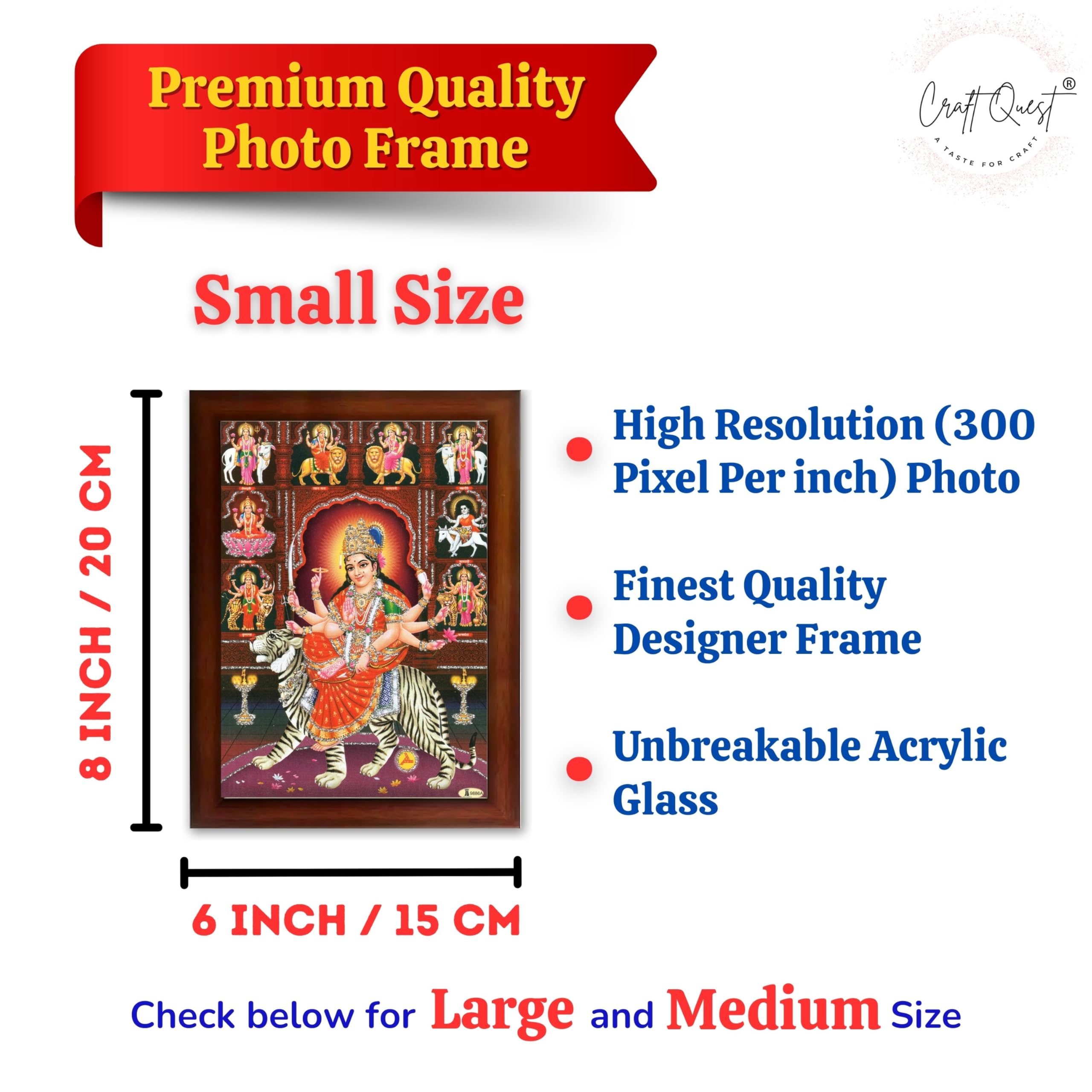 CRAFT QUEST Durga Mata Goddess Navadurga Navdurga Wall Painting Framed Home Décor