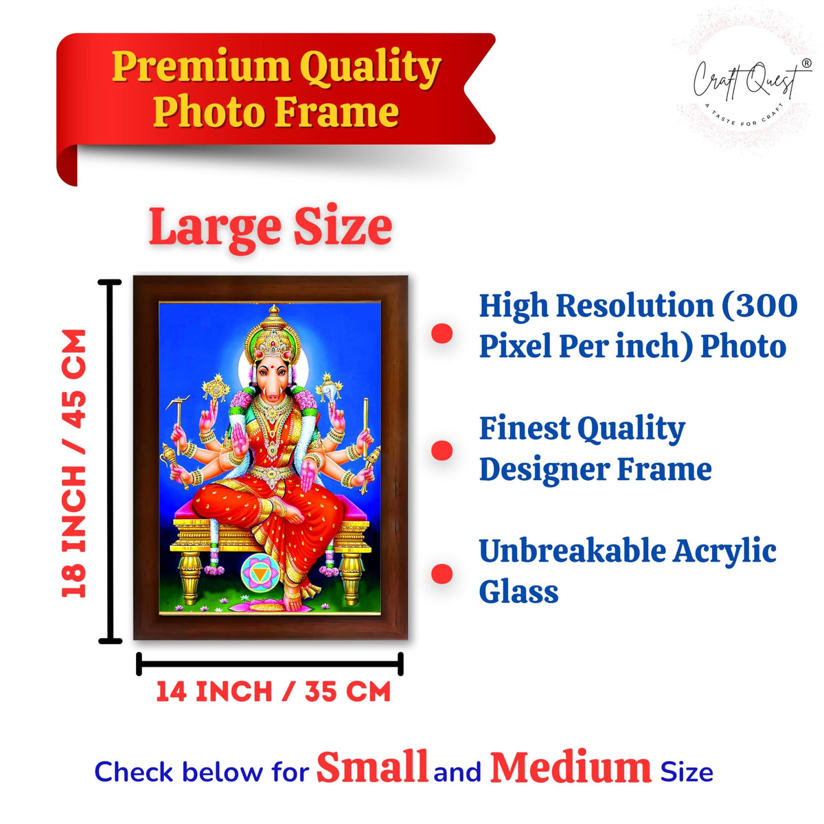 CRAFT QUEST Varahi Amman Devi Religious Photo Frame With Acrylic Glass, Religious Framed Painting