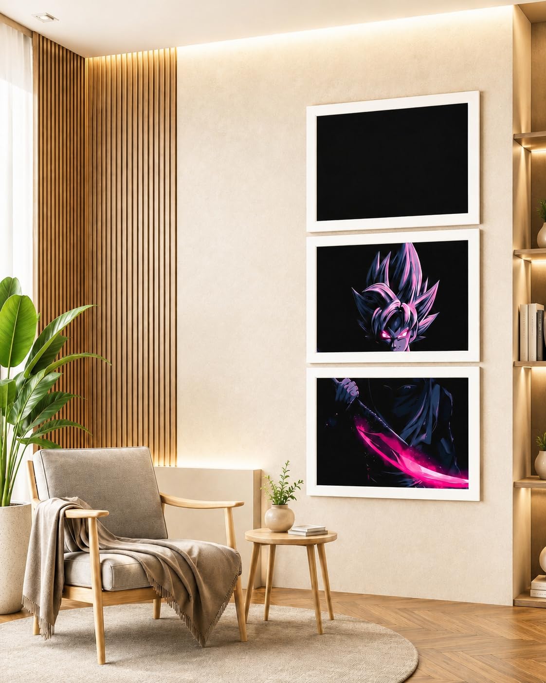 VENUXE ARTS Set Of 3 Anime Characters Wall Framed |Anime Characters Framed Poster for Living Room Bedroom Gaming Room Studio Wall Decor