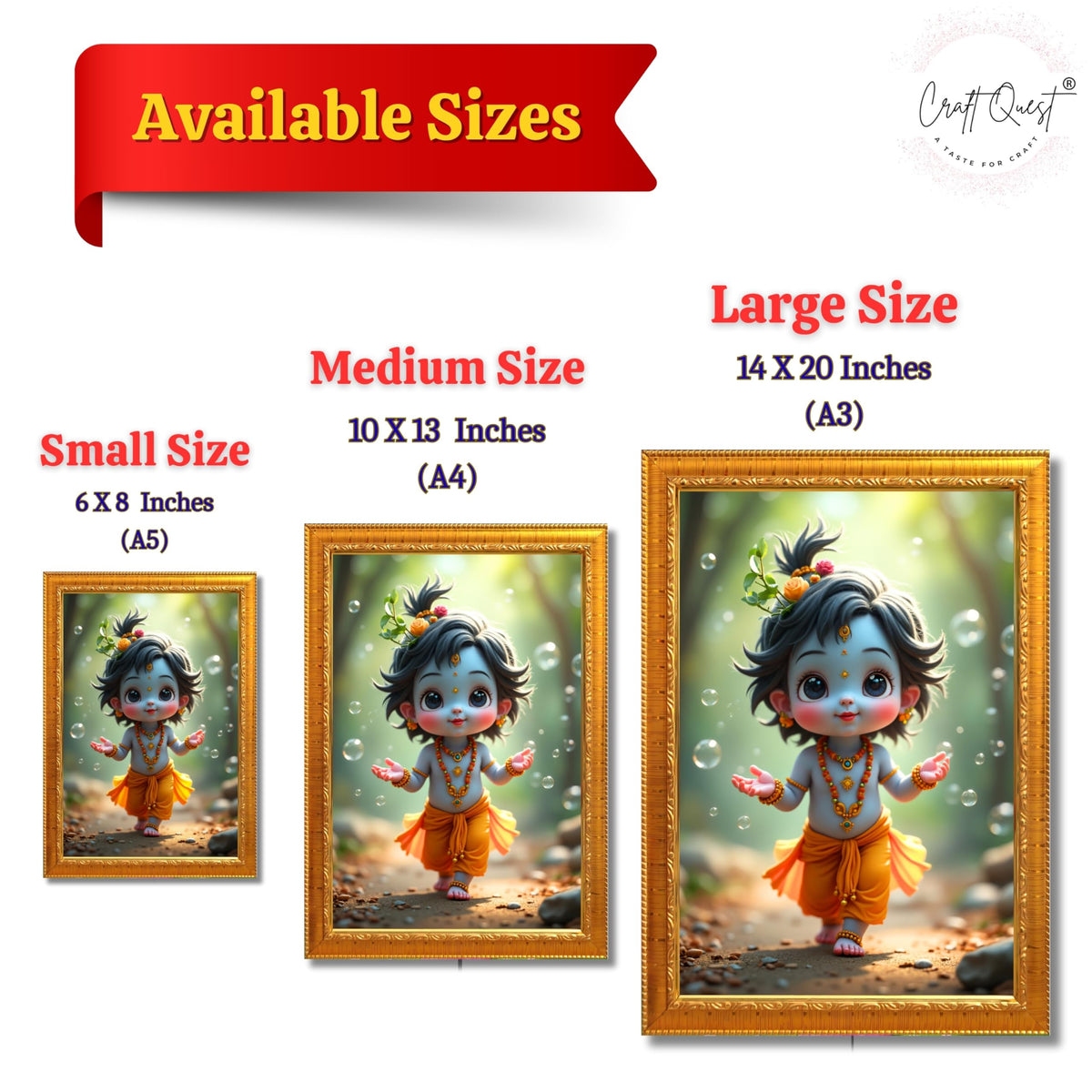 CRAFT QUEST Shri Bal Gopal Painting | Krishna Photo Frames for Walls, Home, Bedroom, Living Room and Home Decor
