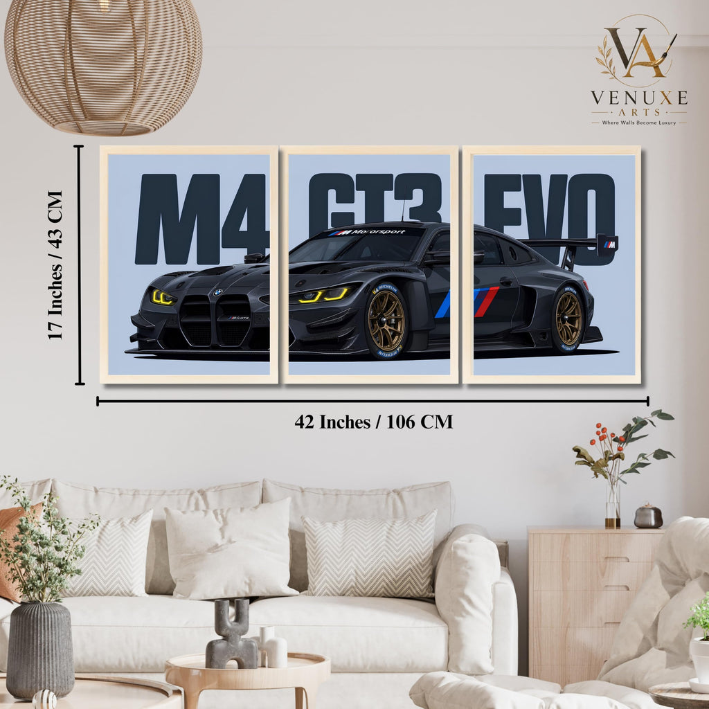 VENUXE ARTS Set Of 3 Big Sports Cars Framed Posters Gift Items for Boys Room Wall Decoration Bedroom Living Room Office Studio Décor | Car Poster Frame for Wall Décor