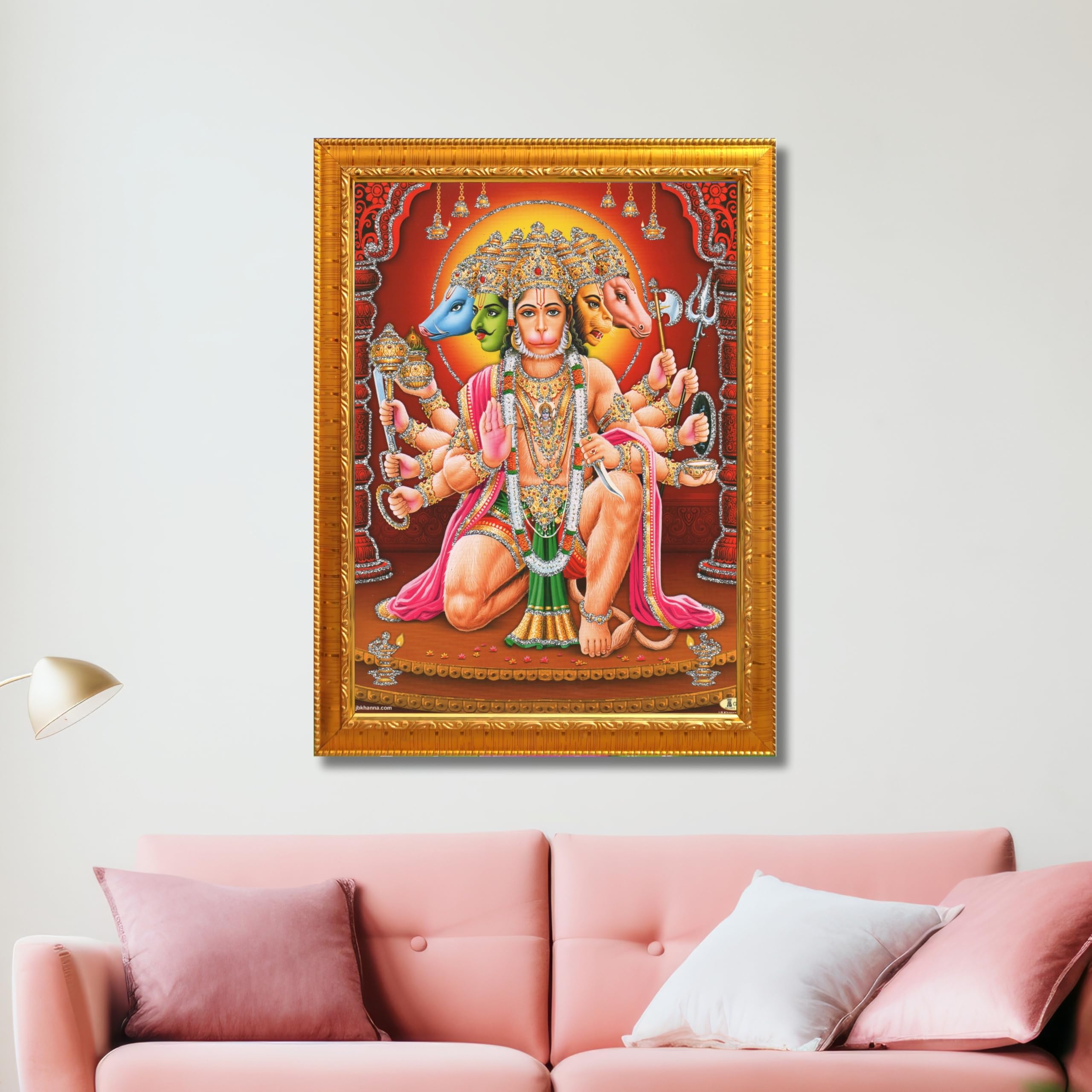 CRAFT QUEST Panchmukhi Hanuman JI | Bajrangbali Religious Photo frame home Decorative item synthetic wood