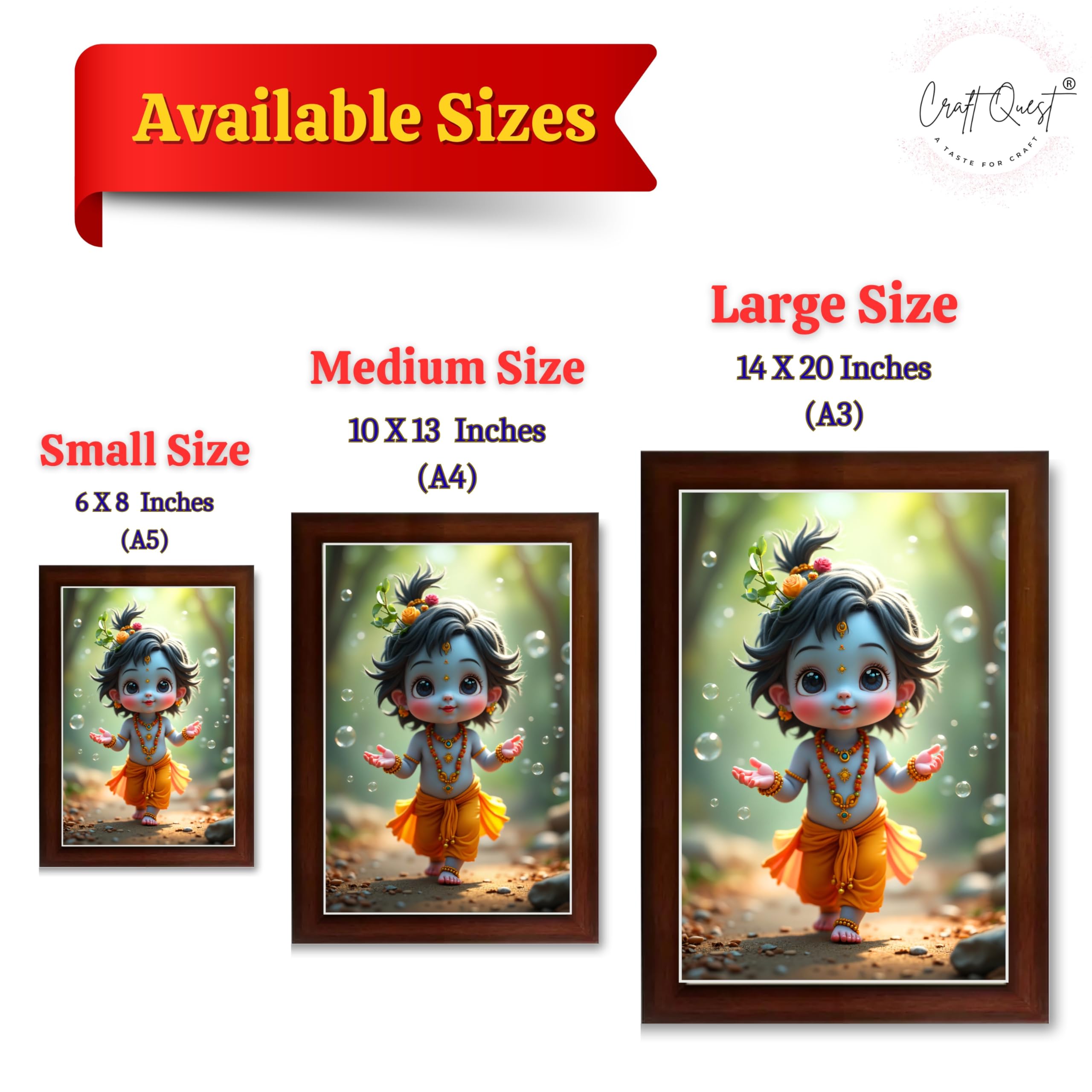 CRAFT QUEST Shri Bal Gopal Painting | Krishna Photo Frames for Walls, Home, Bedroom, Living Room and Home Decor