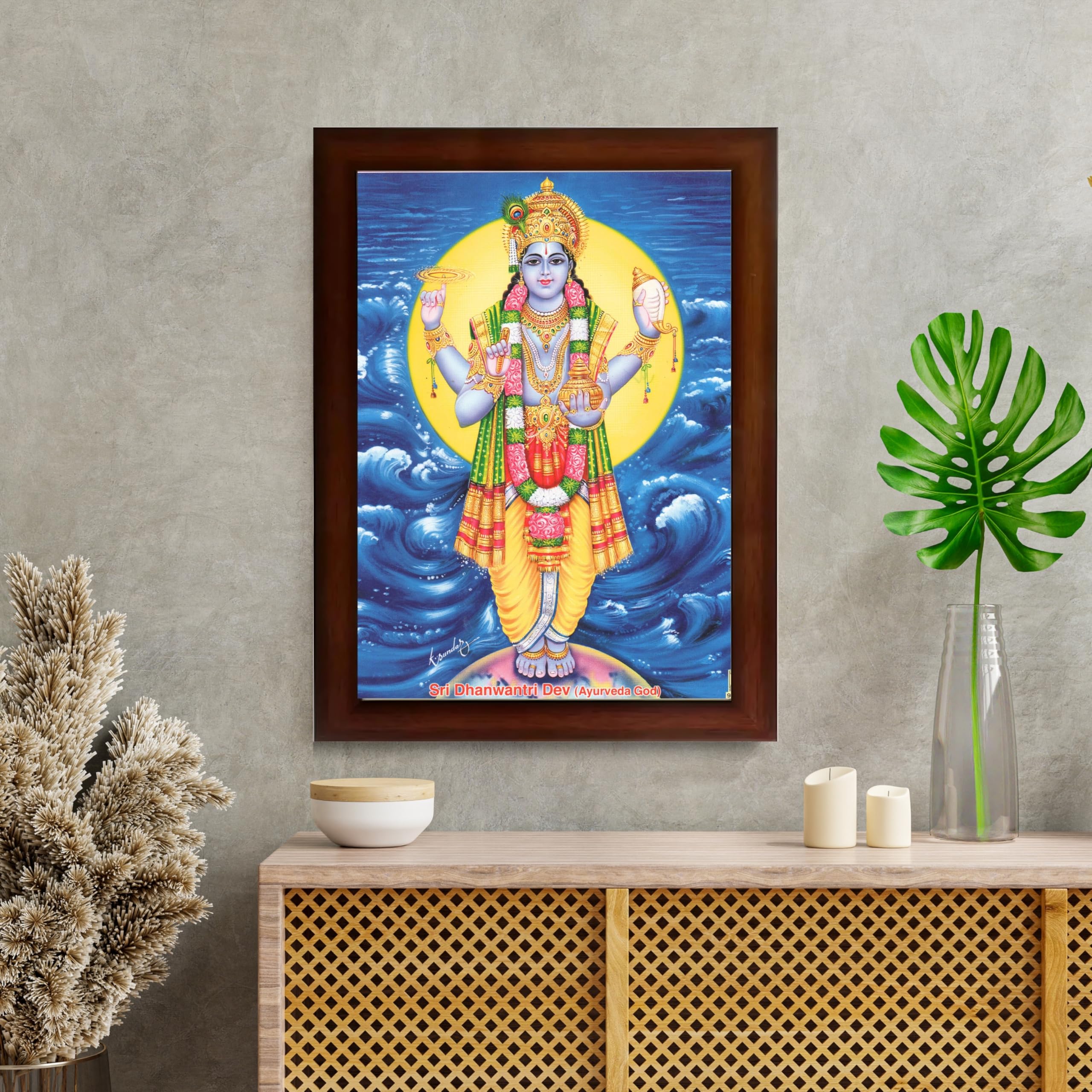 CRAFT QUEST Dhanvantari/Dhanvantri God of Health and Ayurveda Photo Frame
