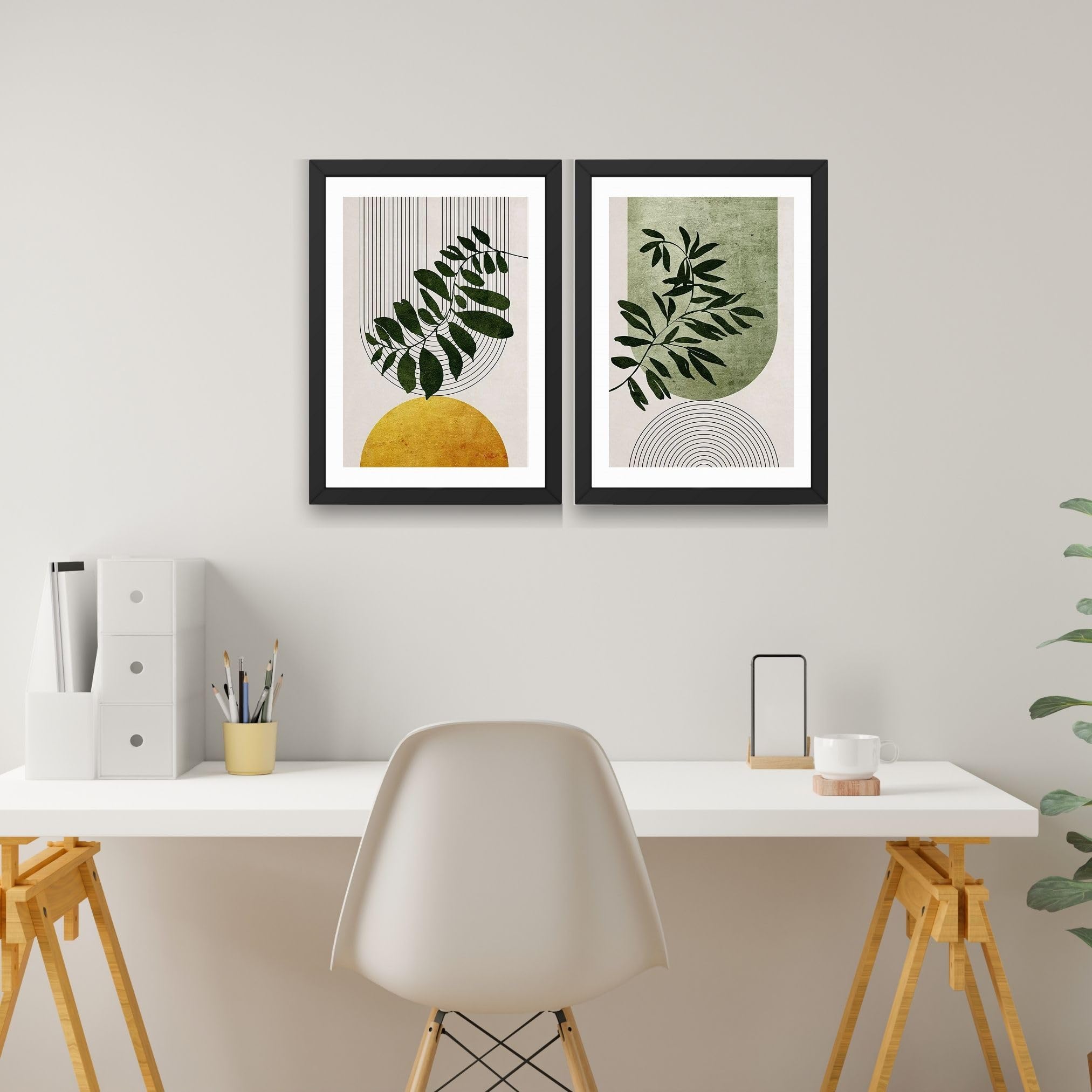 CRAFT QUEST 2 Piece Set Wall Art poster Frame Painting for Wall Decoration With Acrylic Glass, for living room,Home, Office Restraunt