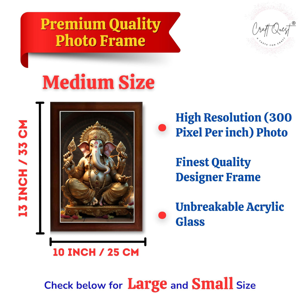 CRAFT QUEST Lord Ganpati Ganapathi Hanging Wall Painting Framed Home Decor GA-258