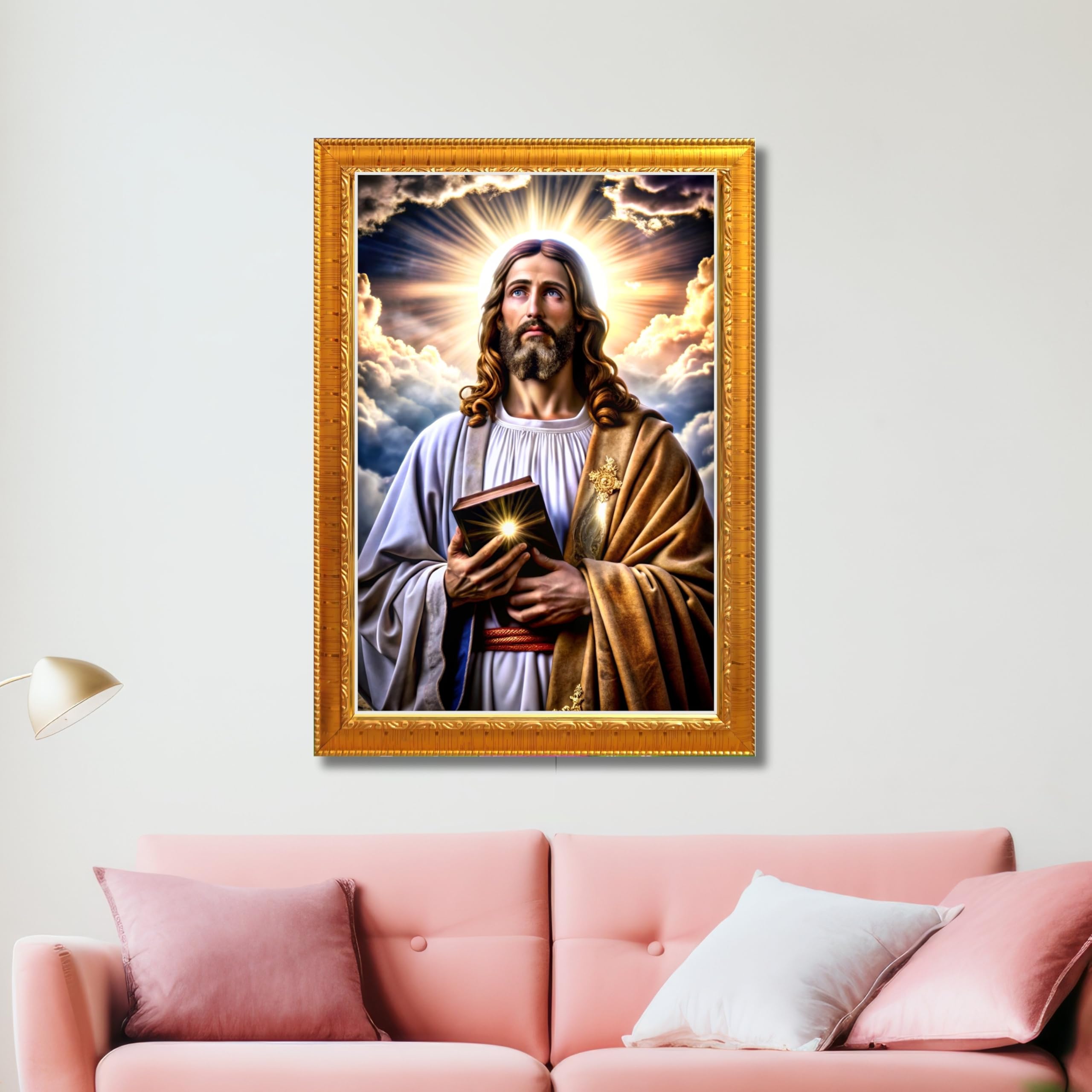 CRAFT QUEST Jesus Christ Christmas Wall Artwork Photo Frame Spiritual Christian Wall Décor for Prayer Room