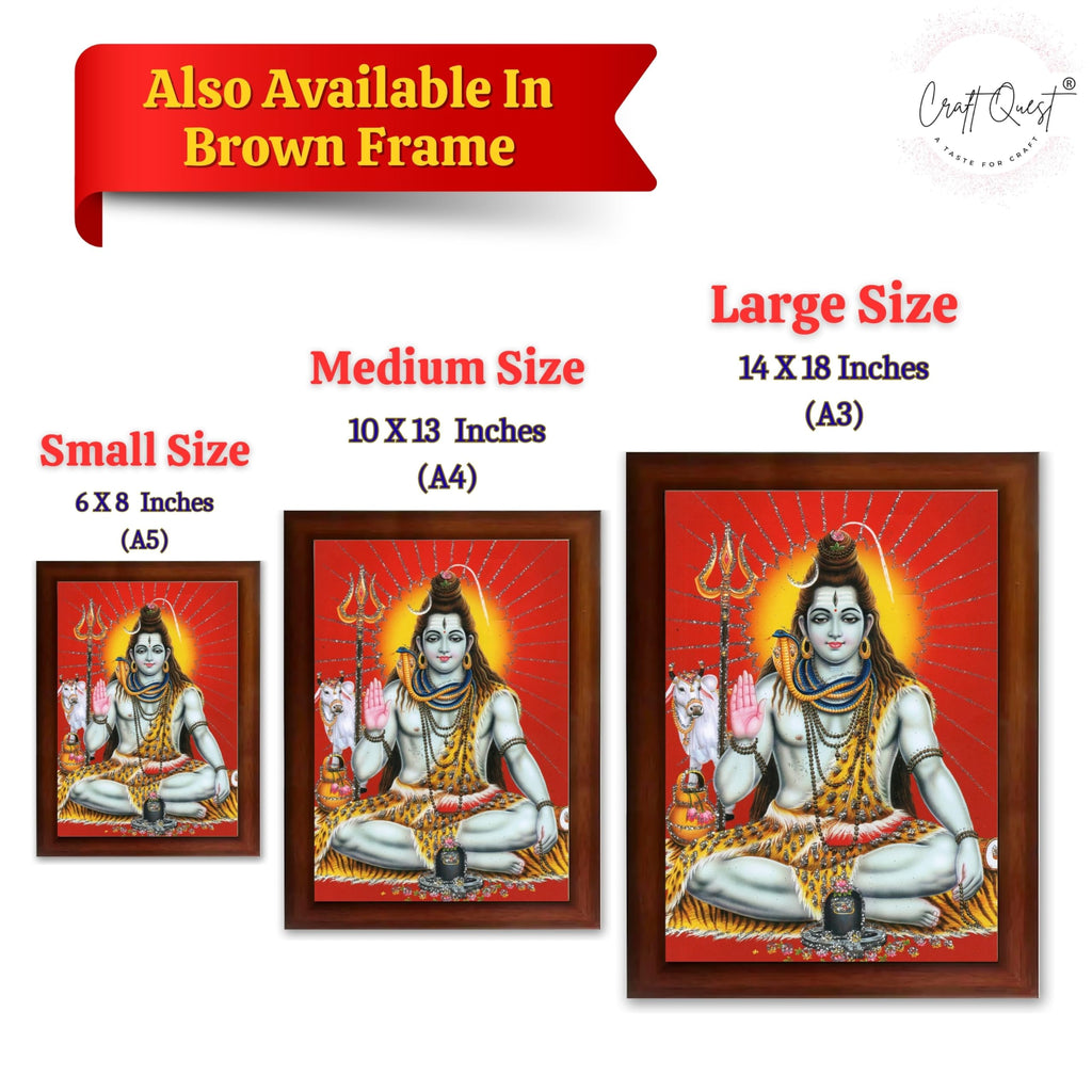 CRAFT QUEST God Shiv Shiva Wall Painting | Premium Framed Hindu God Wall Art | Spiritual Mahadev Poster for Living Room, Bedroom, Office, Meditation & Temple Décor |