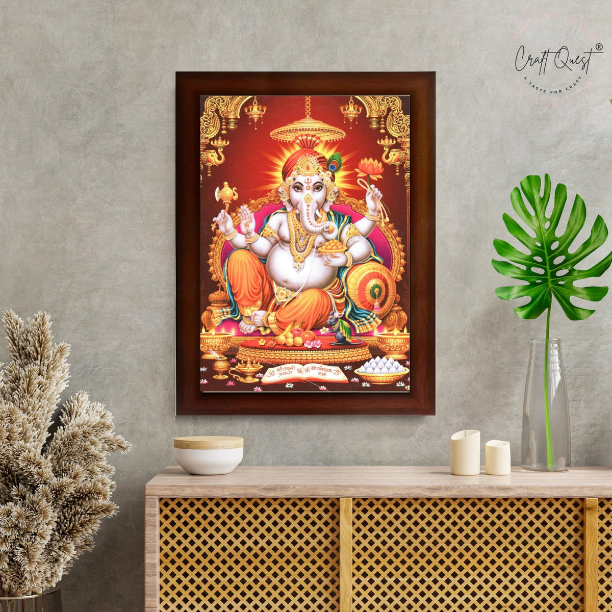 CRAFT QUEST Lord Ganesh ji Modern Wall Painting With Frame For Home and Office Decor
