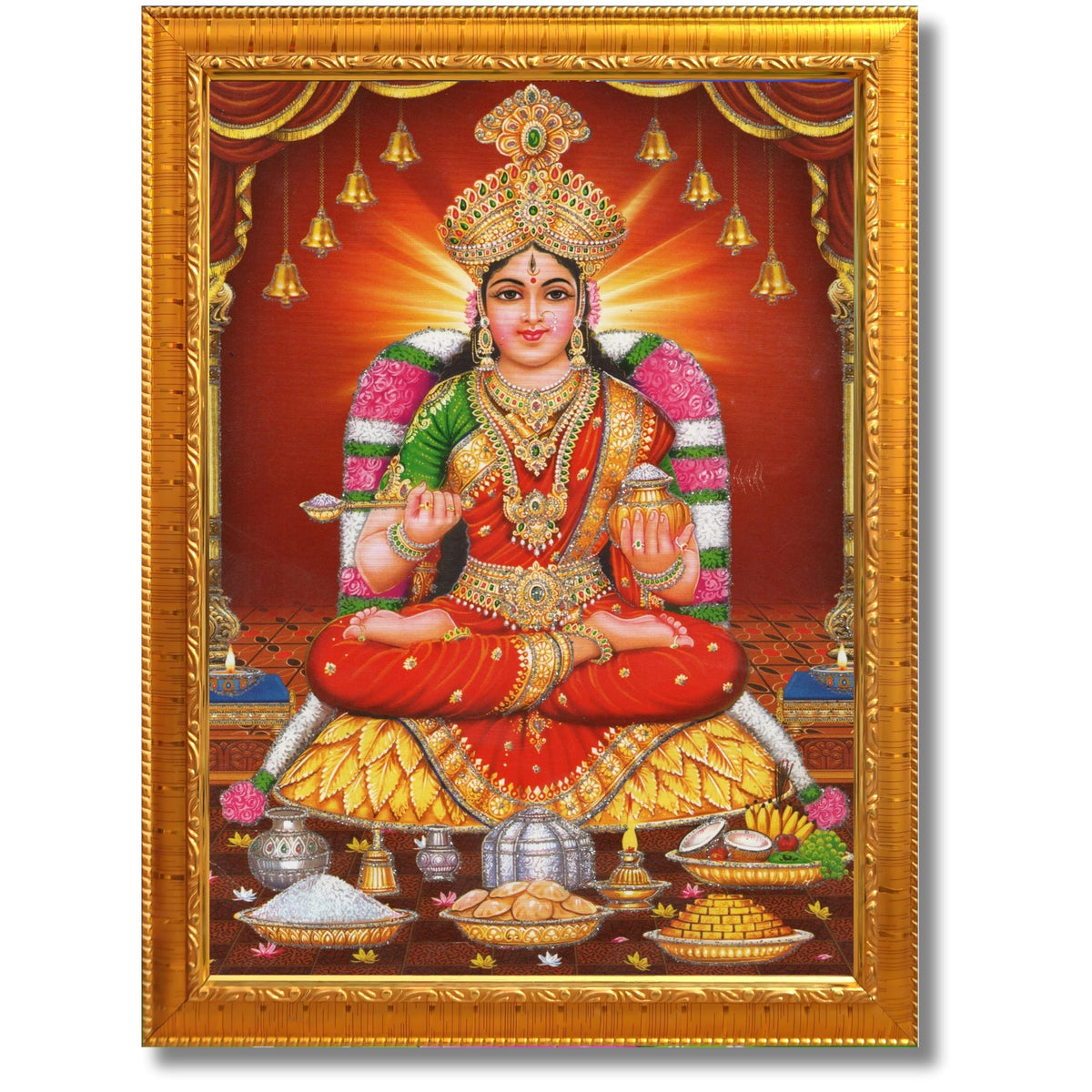 CRAFT QUEST Mata Annapurna Devi Photo for Kitchen Maa Wall Painting Framed Home Décor