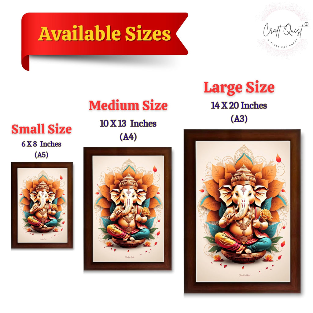 CRAFT QUEST Lord Ganpati Ganesha ji Wall Hanging Frame for Living Room, Bedroom, Office & Pooja Room Décor GA-213