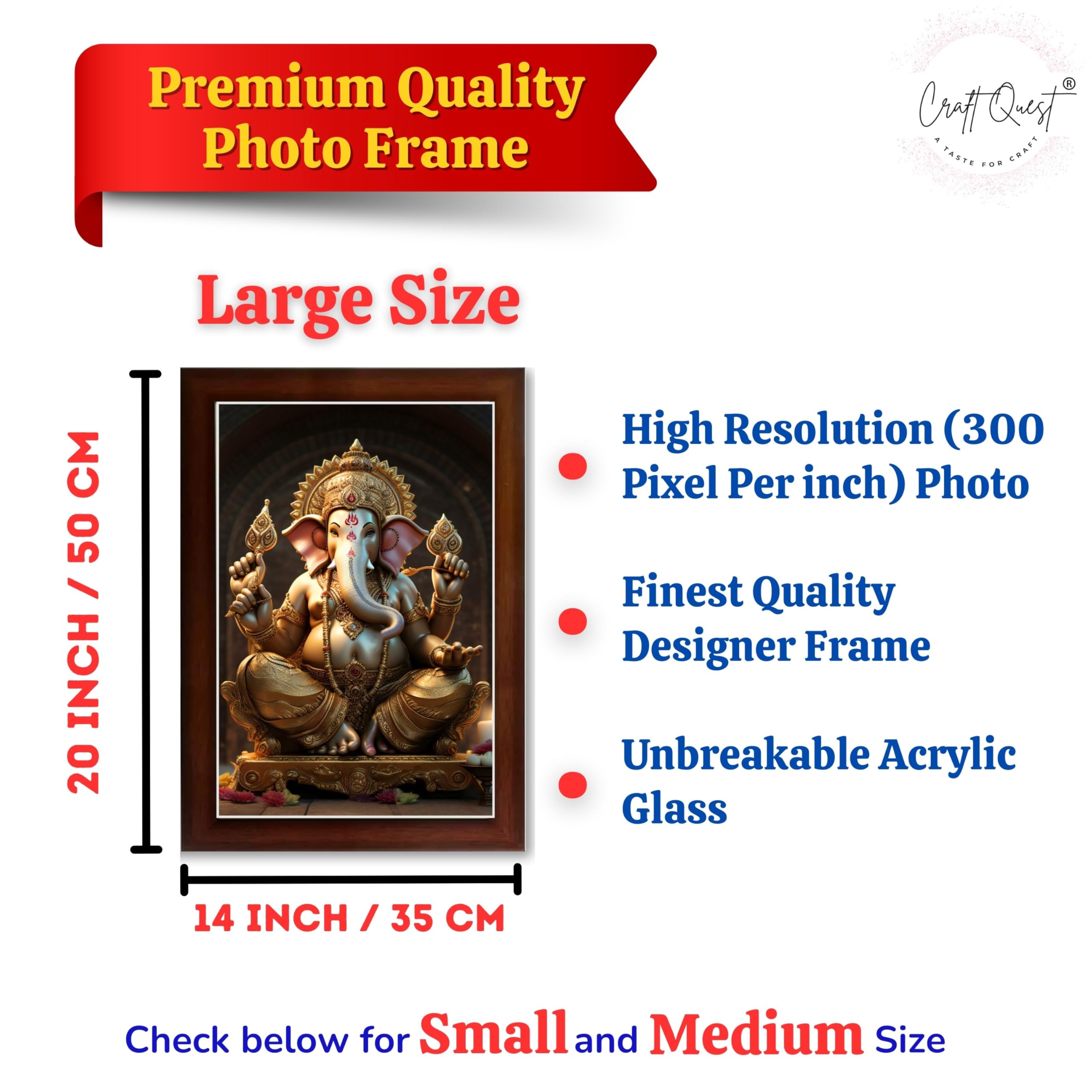 CRAFT QUEST Lord Ganpati Ganapathi Hanging Wall Painting Framed Home Decor GA-258