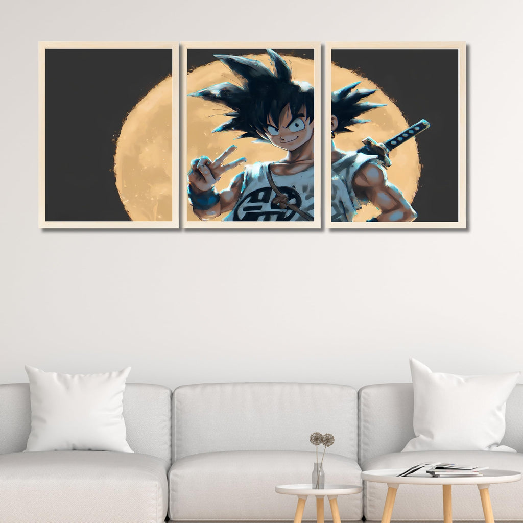 VENUXE ARTS Set Of 3 Anime Characters Wall Framed |Anime Characters Framed Poster for Living Room Bedroom Gaming Room Studio Wall Decor