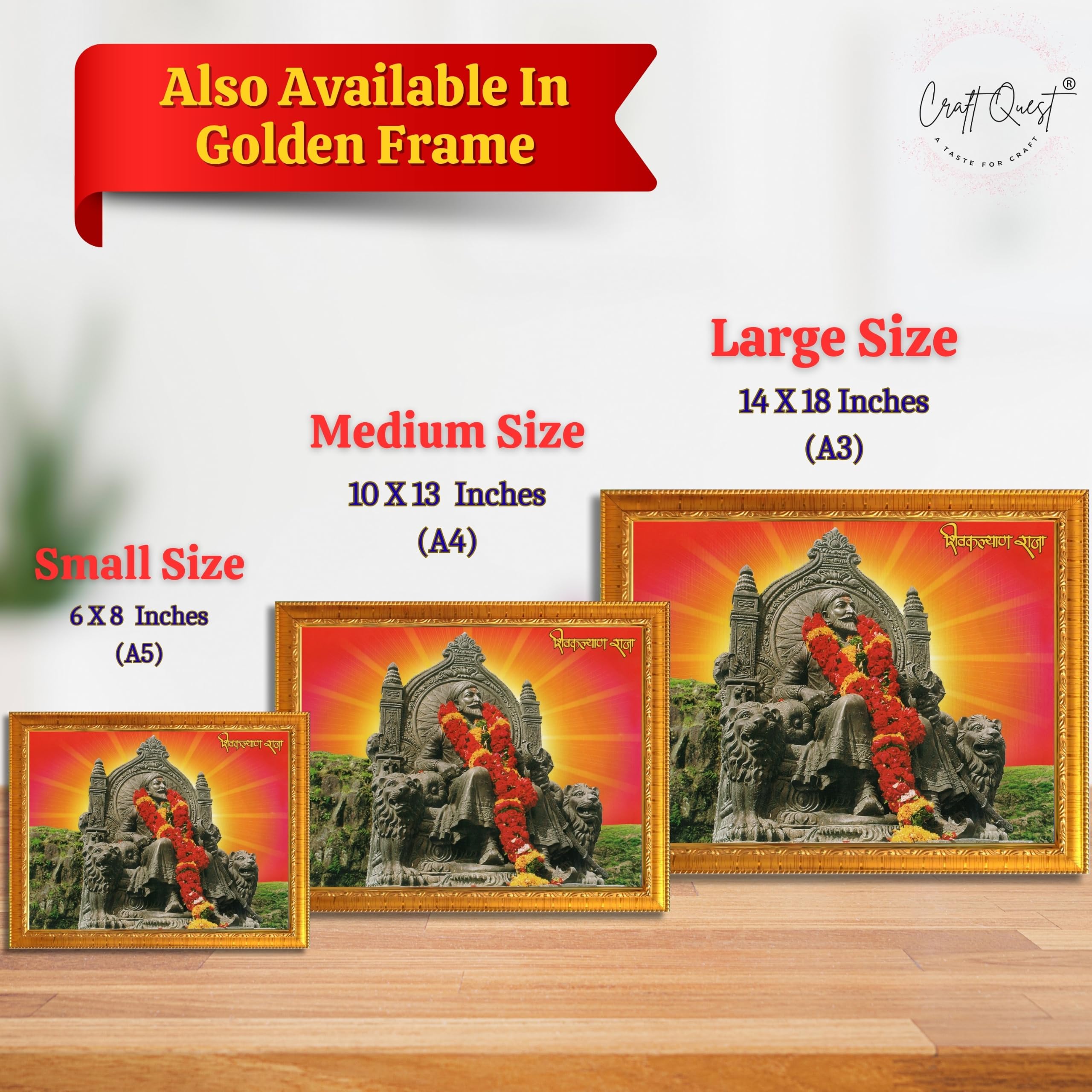 CRAFT QUEST Chhatrapati Shivaji Maharaj Wall Photo Frame | Home Decoration Item | Indian Historic Classic Painting Wall Art Best Gifting Option