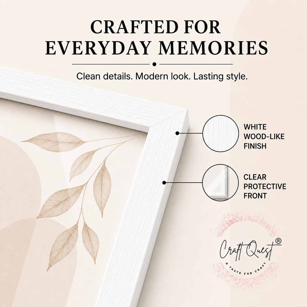 CRAFT QUEST 4X6 Inch Size synthetic Wall Mount Photo frames Single For Home Decoration, Living Room, Office Decoration (Natural, Set of 1)