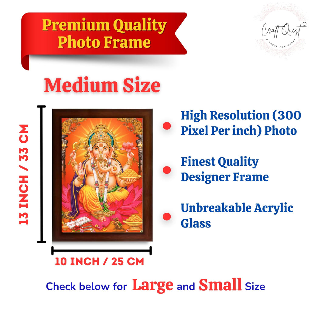CRAFT QUEST Lord Ganpati Modern Wall Art Painting With Frame, Home and Office Decor Item