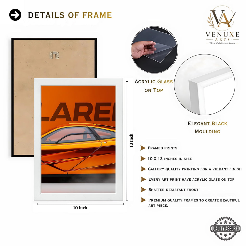 VENUXE ARTS Set Of 3 Big Sports Cars Framed Posters Gift Items for Boys Room Wall Decoration Bedroom, Living Room, Office, Studio Décor | Car Poster Frame for Wall Décor