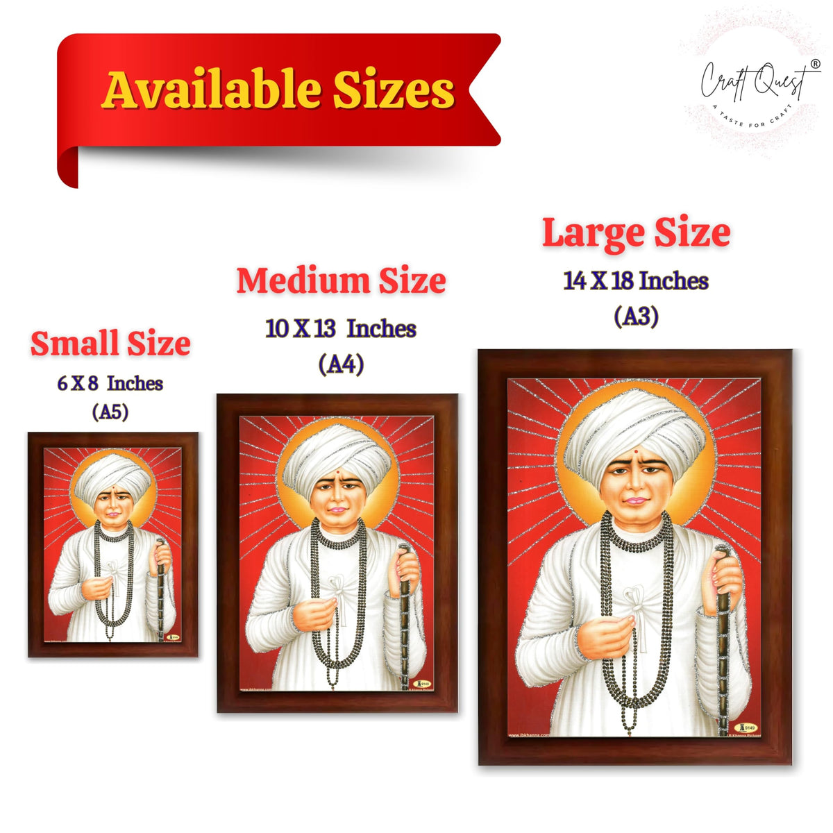 CRAFT QUEST Shri Jalaram Bapa Ji Guru Wall Painting Framed Home Décor wooden framed