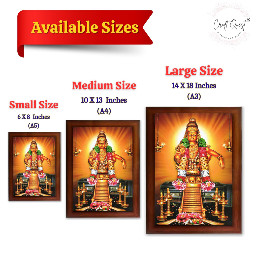 CRAFT QUEST Lord Ayyappa Swamy Ayyappan Iyyappan South photo Frame For Wall Painting,Temple, Pooja, Home Décor Items