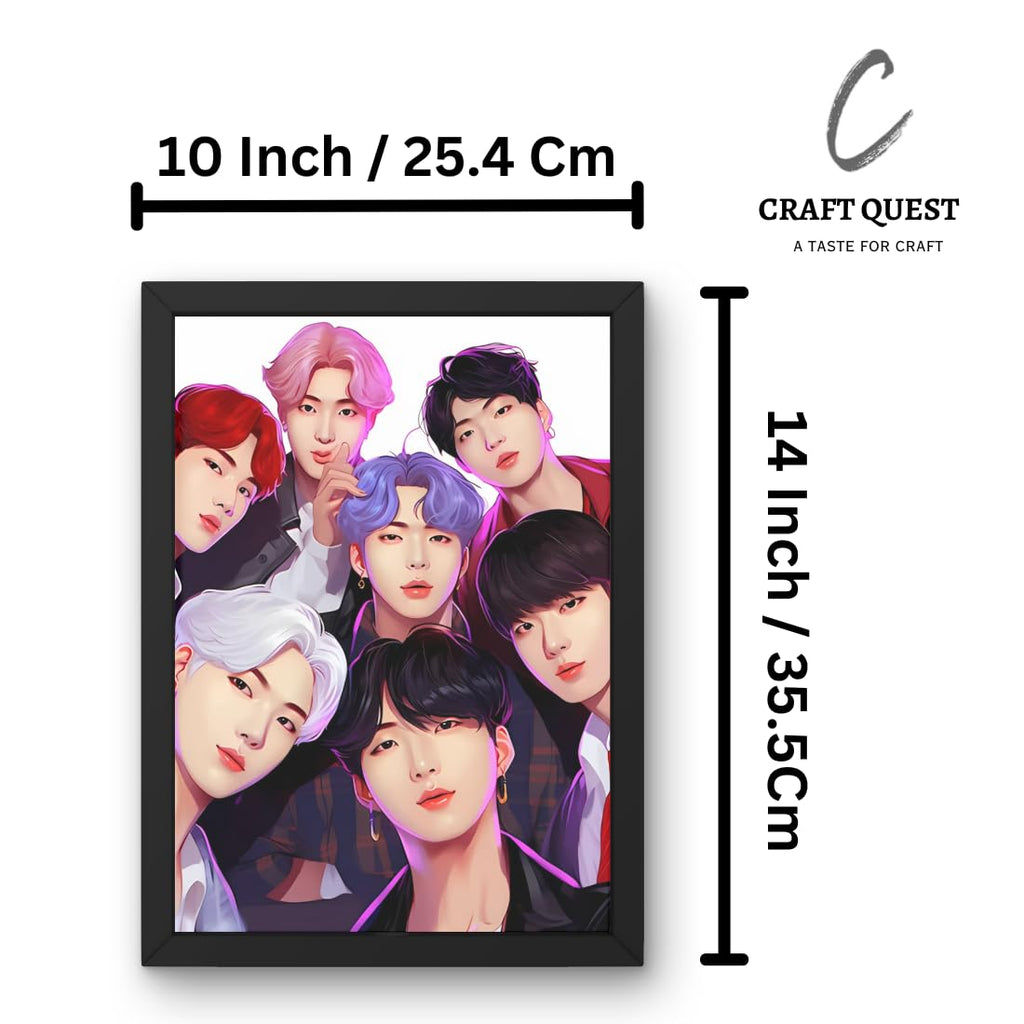 CRAFT QUEST Good Hope BTS Music Band Group Framed Poster multicolour Print 10 inch x 13 inch For Room Office Wall