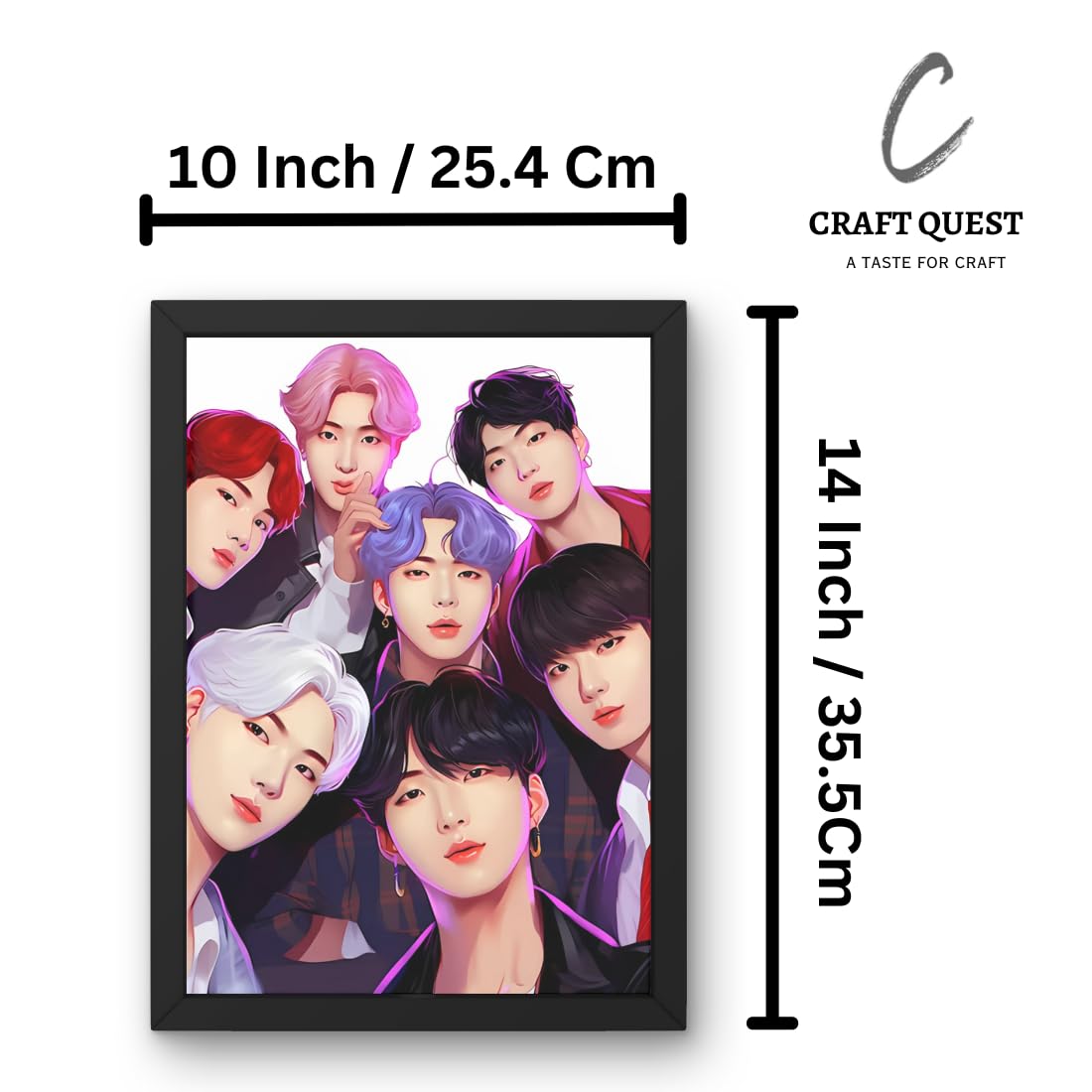CRAFT QUEST Good Hope BTS Music Band Group Framed Poster multicolour Print 10 inch x 13 inch For Room Office Wall