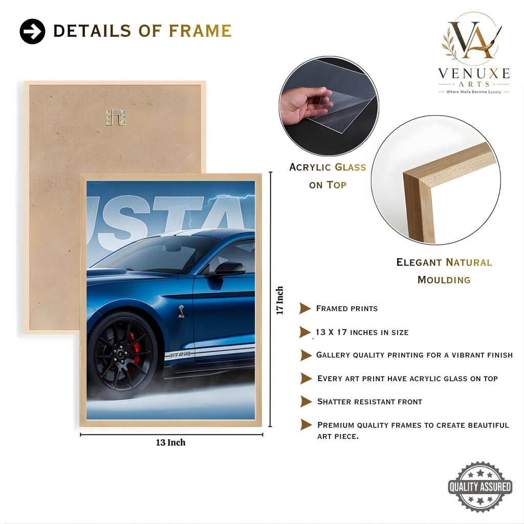 VENUXE ARTS Set Of 3 Big Sports Cars Framed Posters Gift Items for Boys Room Wall Decoration Bedroom, Living Room, Office, Studio Décor | Car Poster Frame for Wall Décor