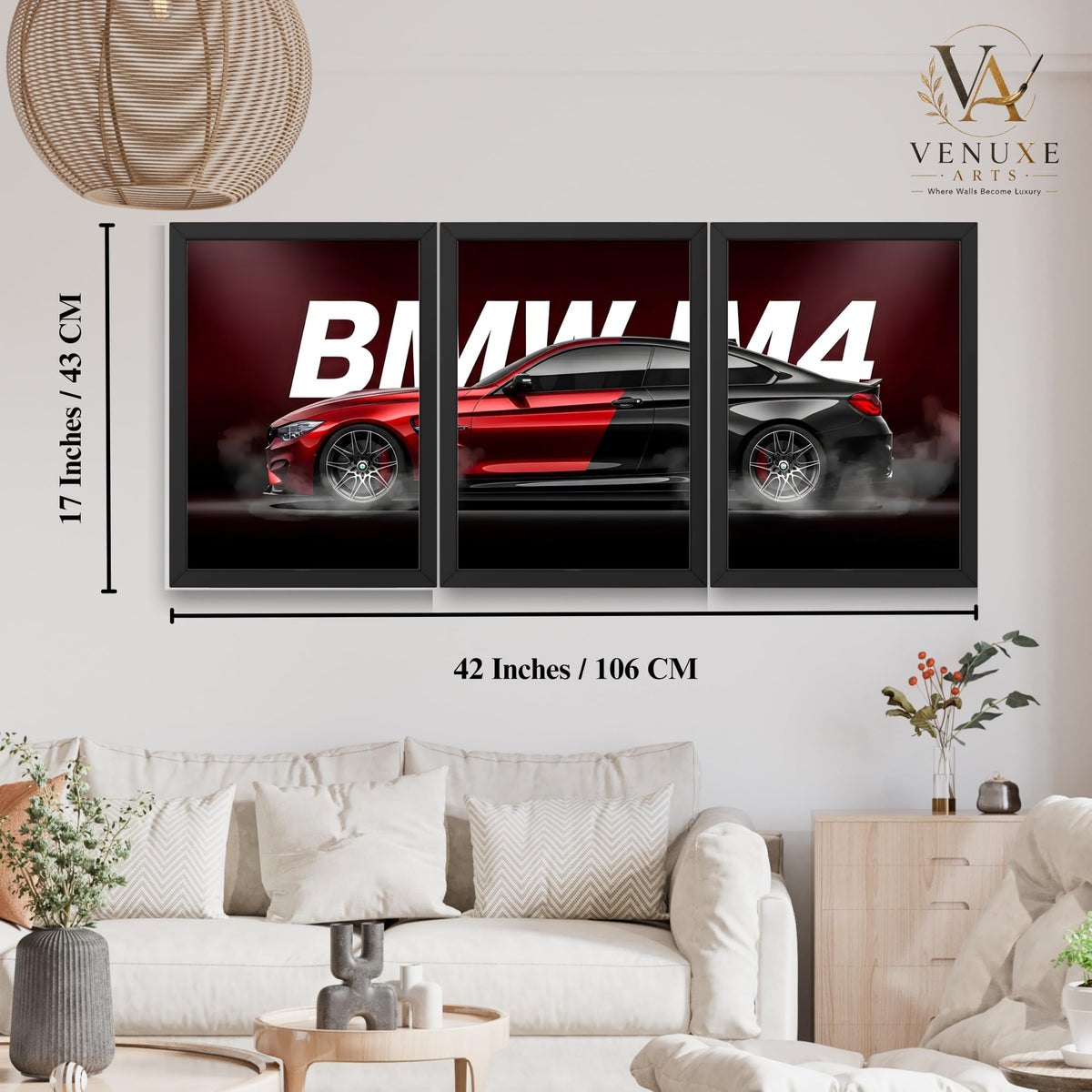 VENUXE ARTS Set Of 3 Big Sports Cars Framed Posters Gift Items for Boys Room Wall Decoration Bedroom Living Room Office Studio Décor | Car Poster Frame for Wall Décor
