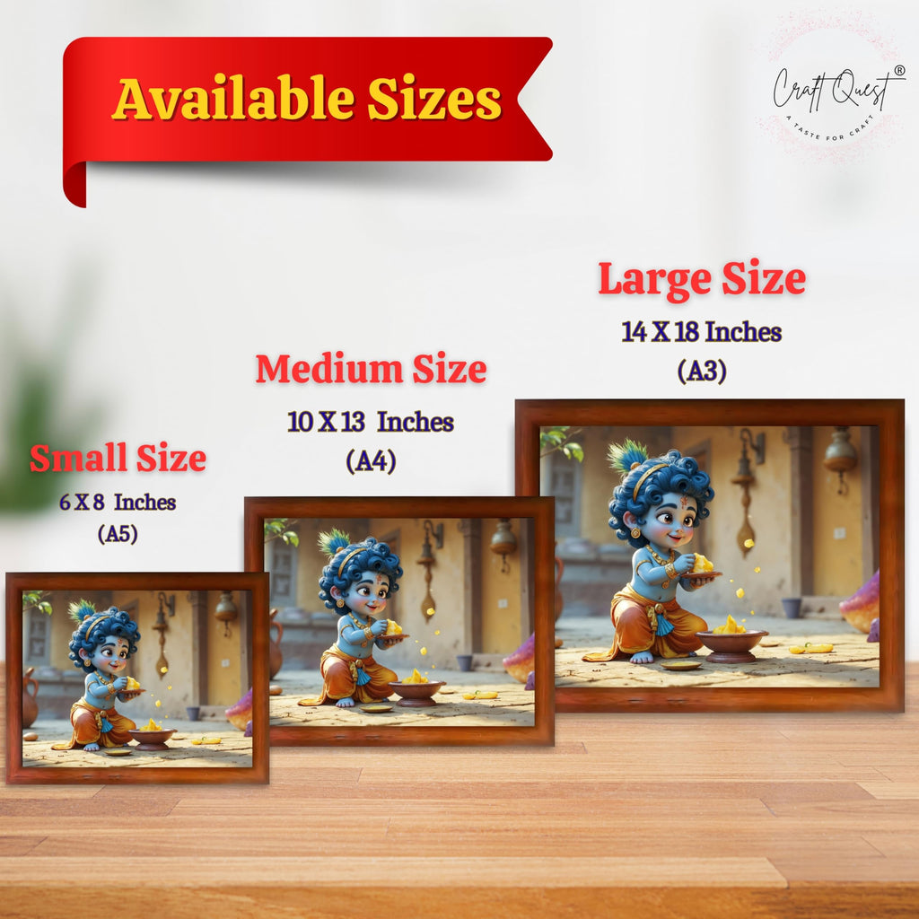 CRAFT QUEST Shri Bal Gopal Painting | Baby Krishna Photo Frame | Krishna Photo Frames for Walls, Home, Living Room and Home Décor
