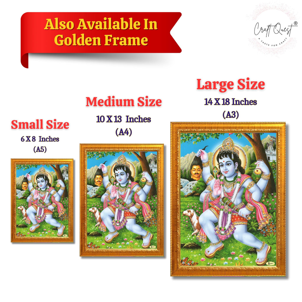 CRAFT QUEST Kaal Bhairav/Lord Bhairava/Bhairon Baba/Bhairavnath/Batuk Bhairav Religious Photo Frame & Acrylic Sheet Glass
