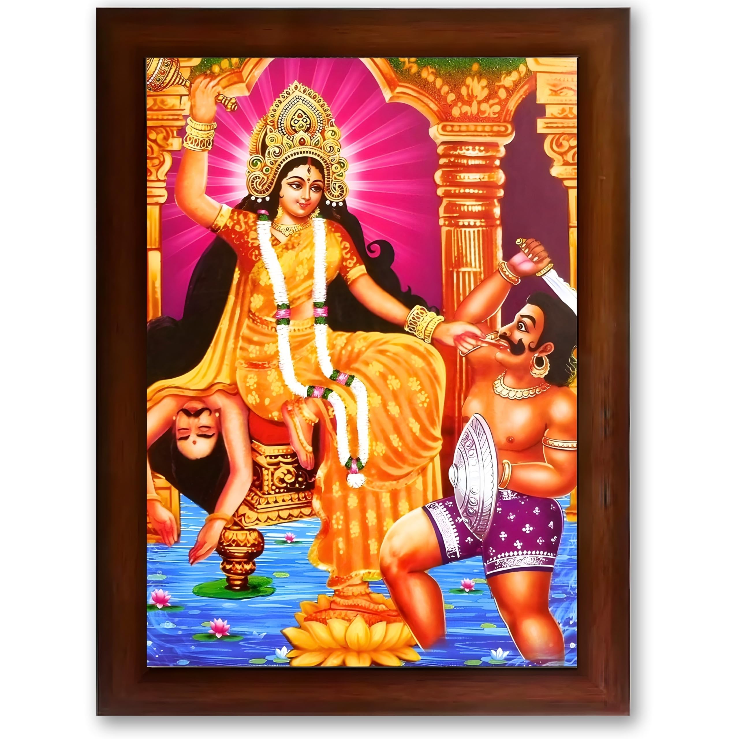CRAFT QUEST Baglamukhi maa/mata Photo Frame | Hindu God Spiritual Framed | Ideal for Home, Office, Temple & Puja Room, Wall Decor