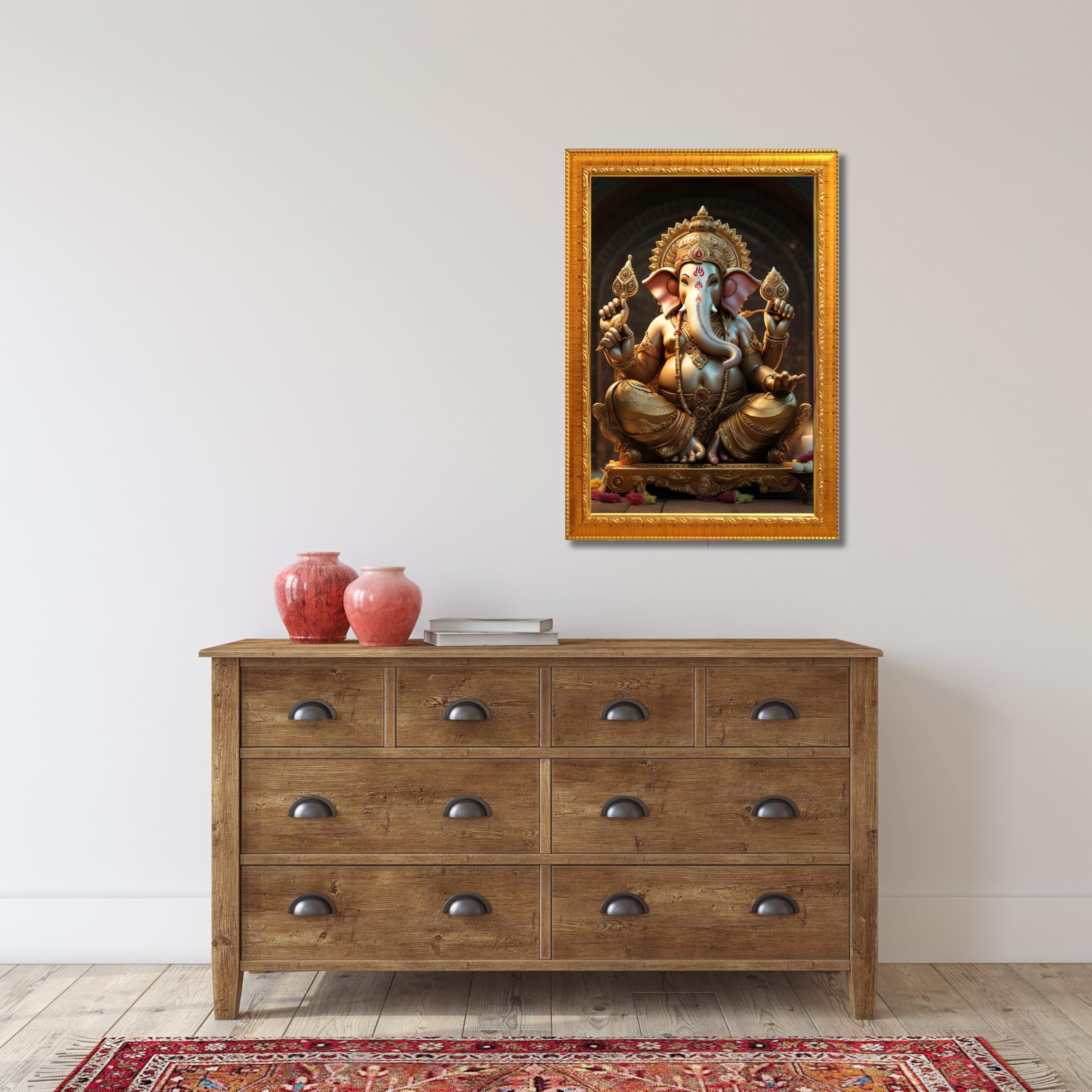 CRAFT QUEST Lord Ganpati Ganapathi Hanging Wall Painting Framed Home Decor GA-258
