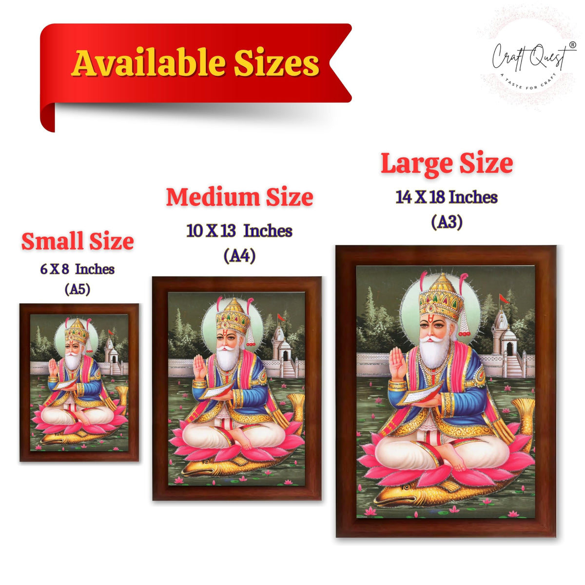 CRAFT QUEST Jhulelal Bhagwan Wall Painting Framed Home Decor