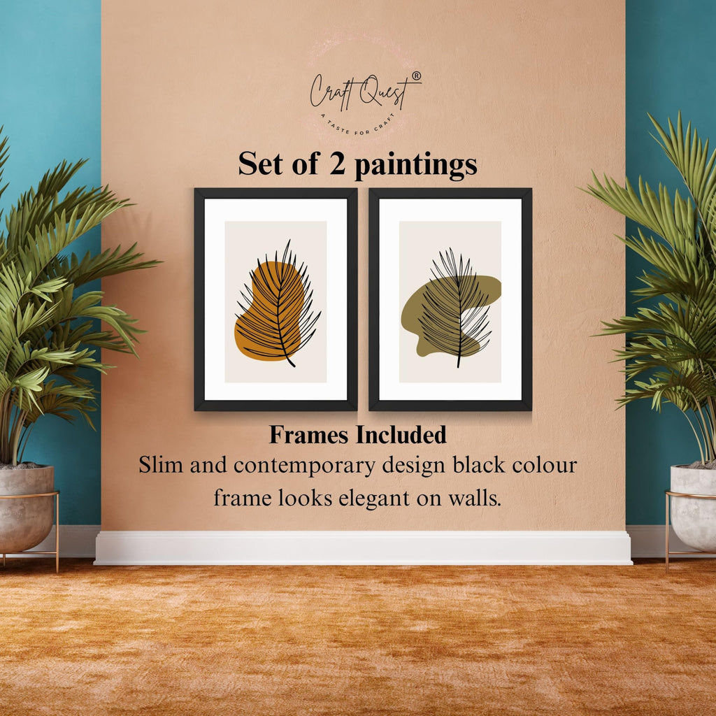 CRAFT QUEST Wall Art Decor Paintings | Set of 2 Wall Art Frames for Home Decoration | Ideal for Living Room, Bedroom & Office (Style 114)