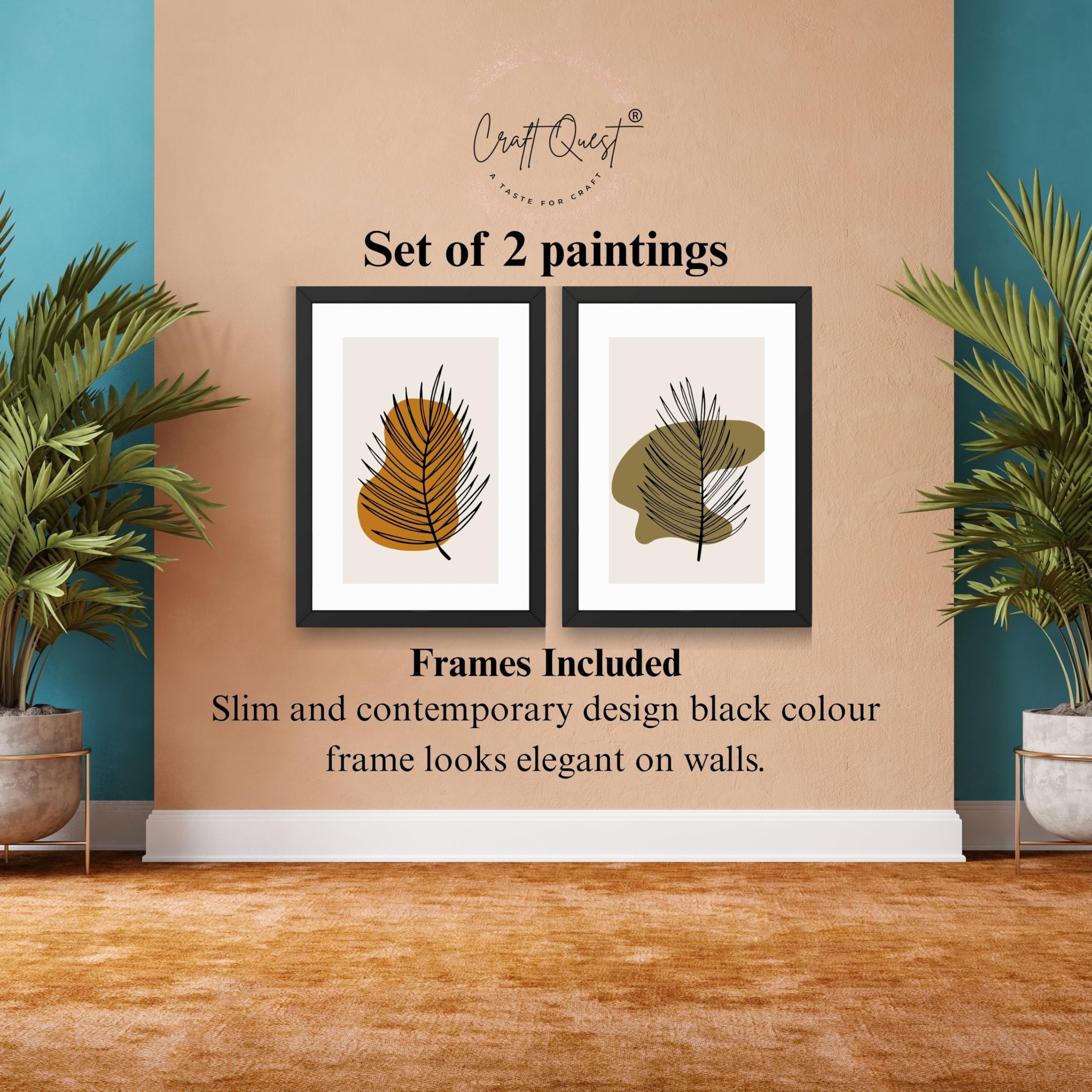 CRAFT QUEST Wall Art Decor Paintings | Set of 2 Wall Art Frames for Home Decoration | Ideal for Living Room, Bedroom & Office (Style 114)