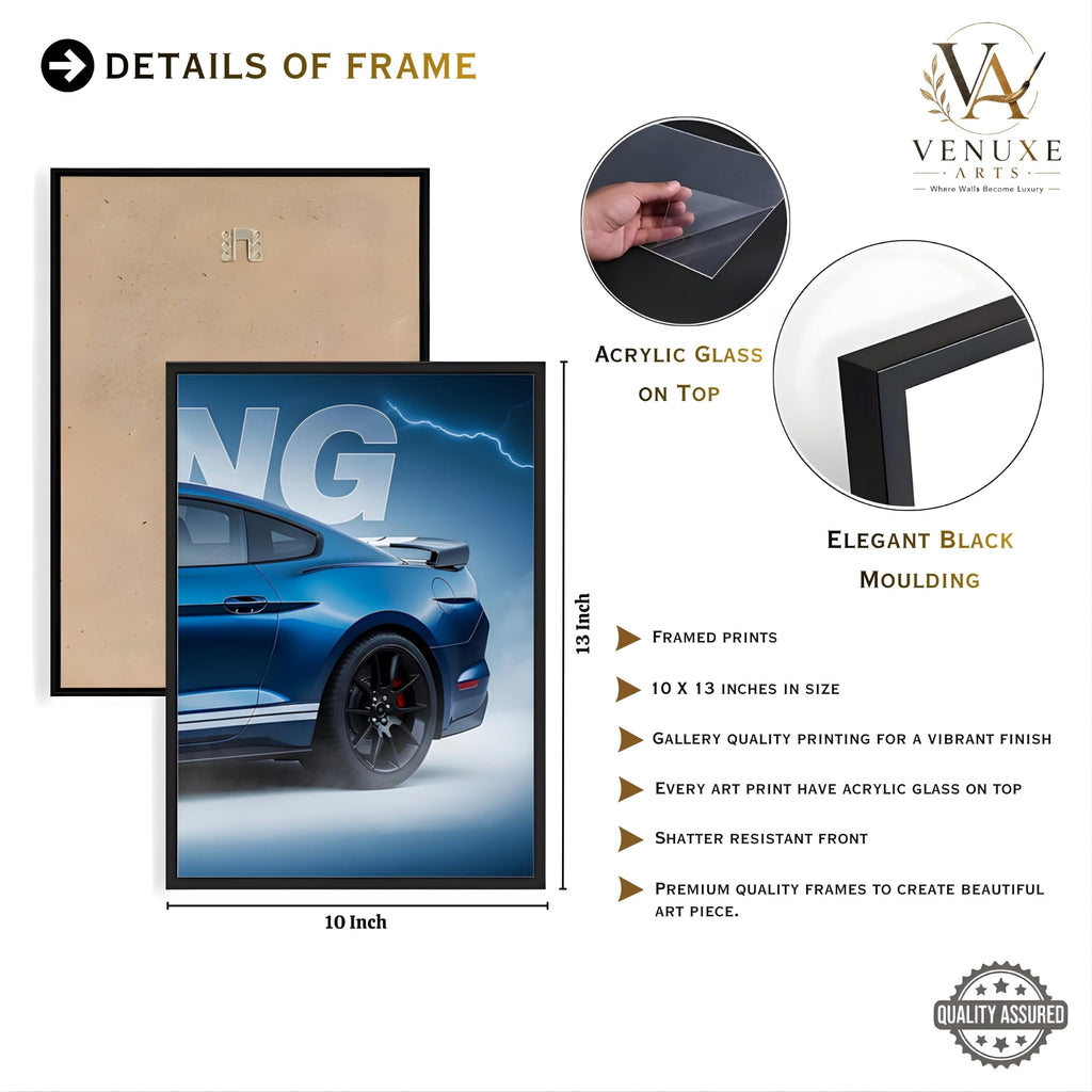 VENUXE ARTS Set Of 3 Big Sports Cars Framed Posters Gift Items for Boys Room Wall Decoration Bedroom, Living Room, Office, Studio Décor | Car Poster Frame for Wall Décor