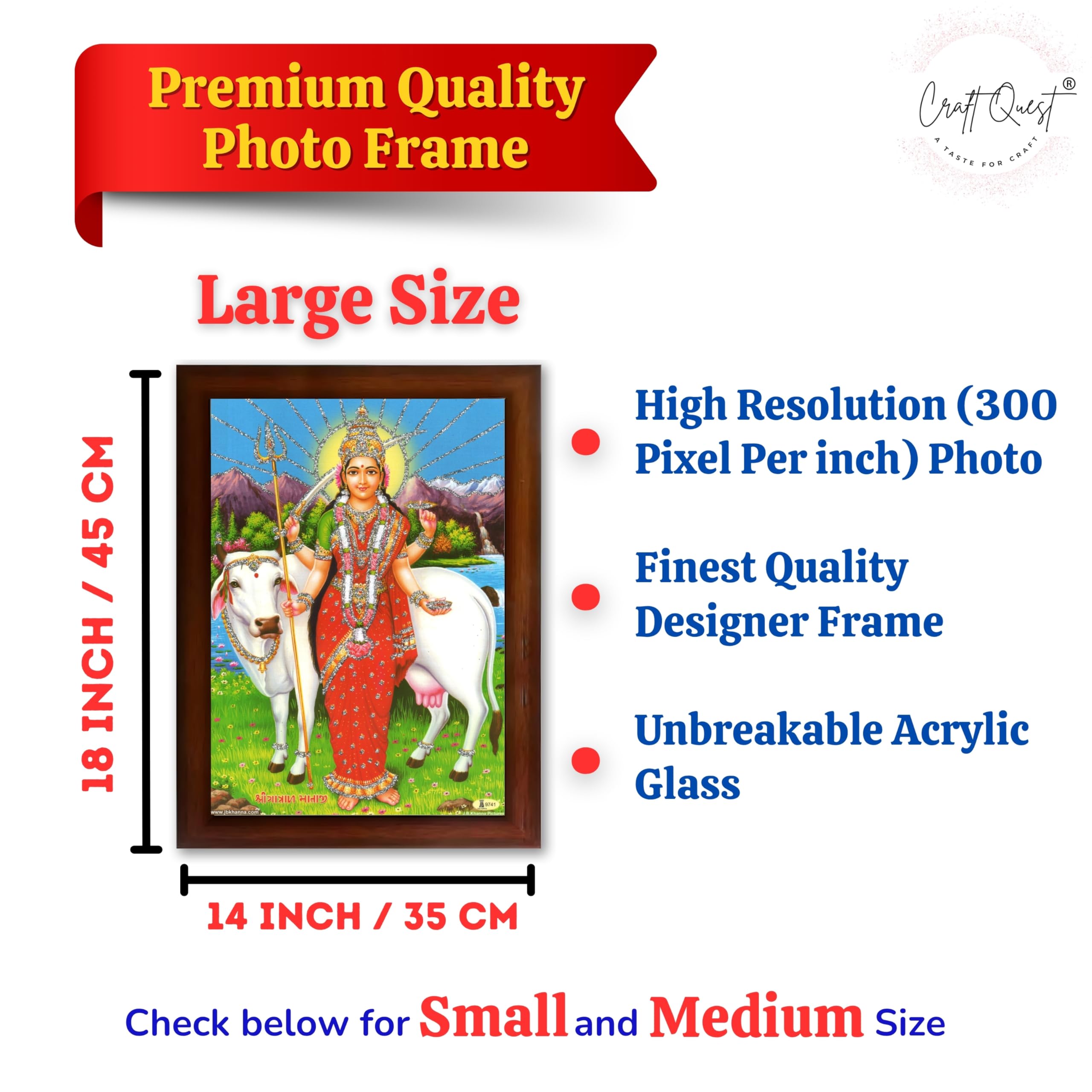 CRAFT QUEST Gatrad Devi Maa Mata Ji Mataji Wall Painting For Home Decor wooden framed