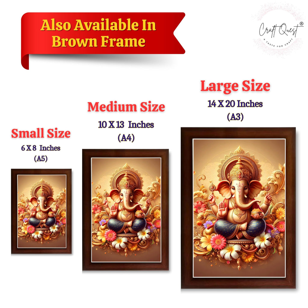 CRAFT QUEST Ganesh Ganesha Art Framed Painting Ready to Hang and Wall Home Decor