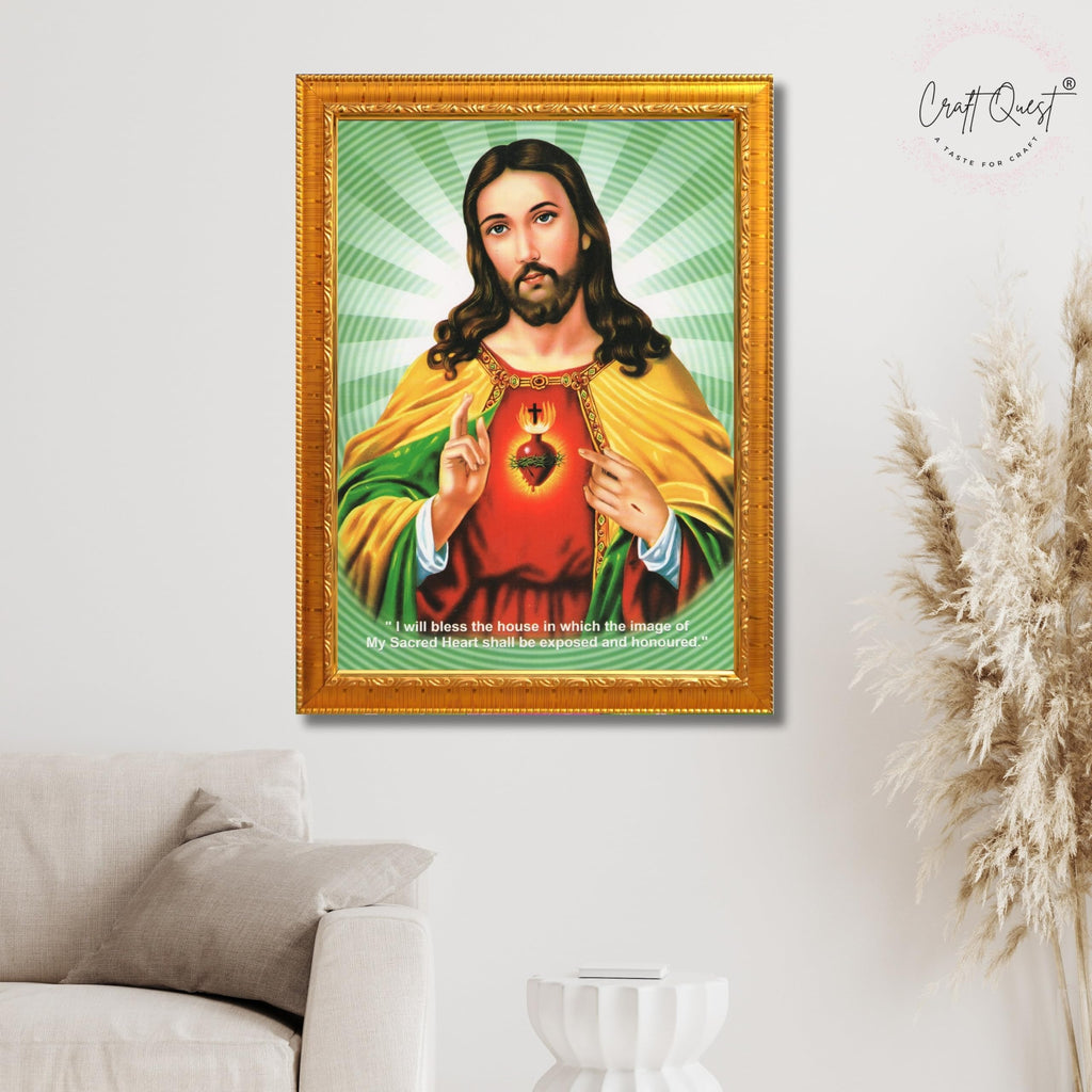 CRAFT QUEST Lord Jesus Christ Painting Aesthetic Hanging Photo Frame Decor for Living Room and Bedroom