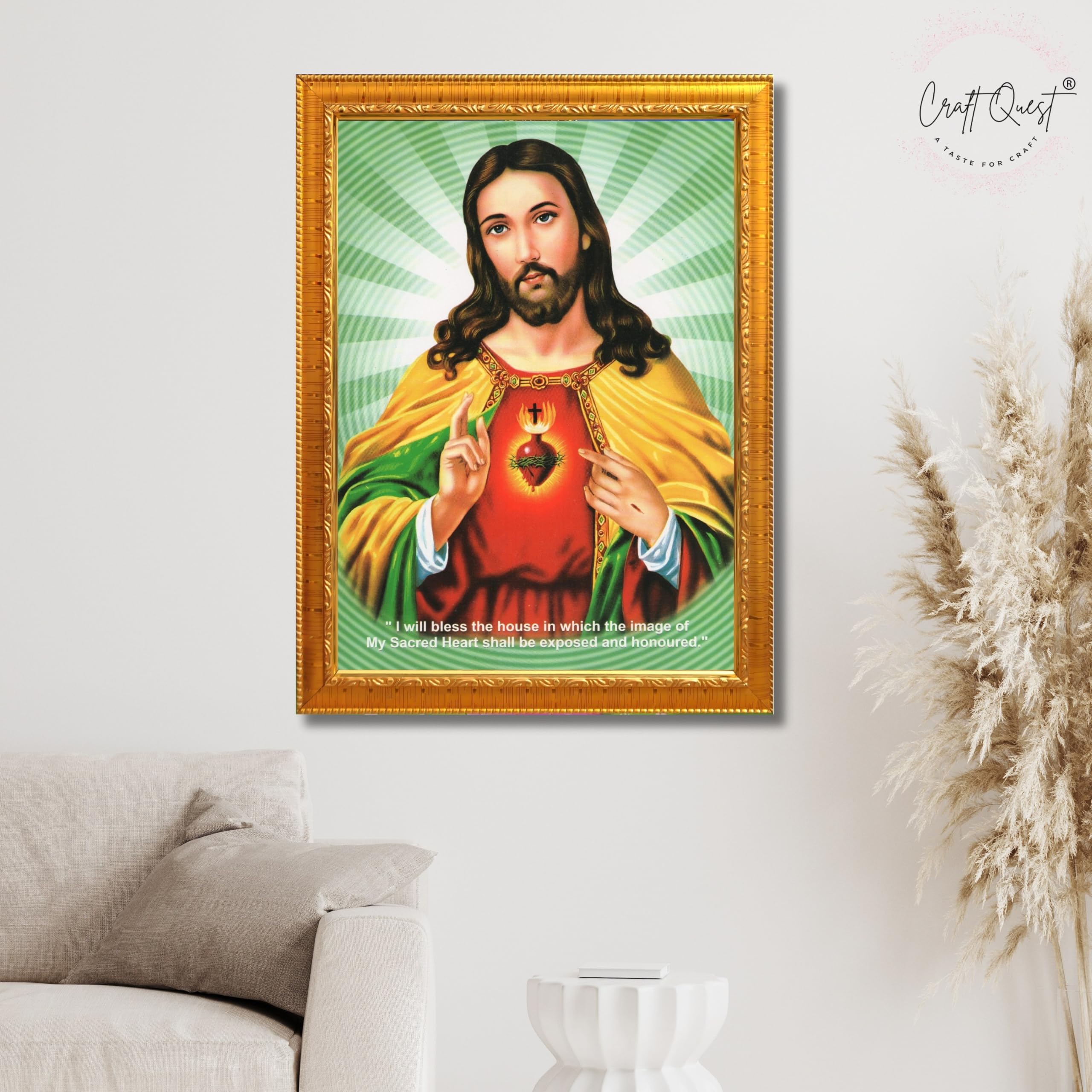 CRAFT QUEST Lord Jesus Christ Painting Aesthetic Hanging Photo Frame Decor for Living Room and Bedroom