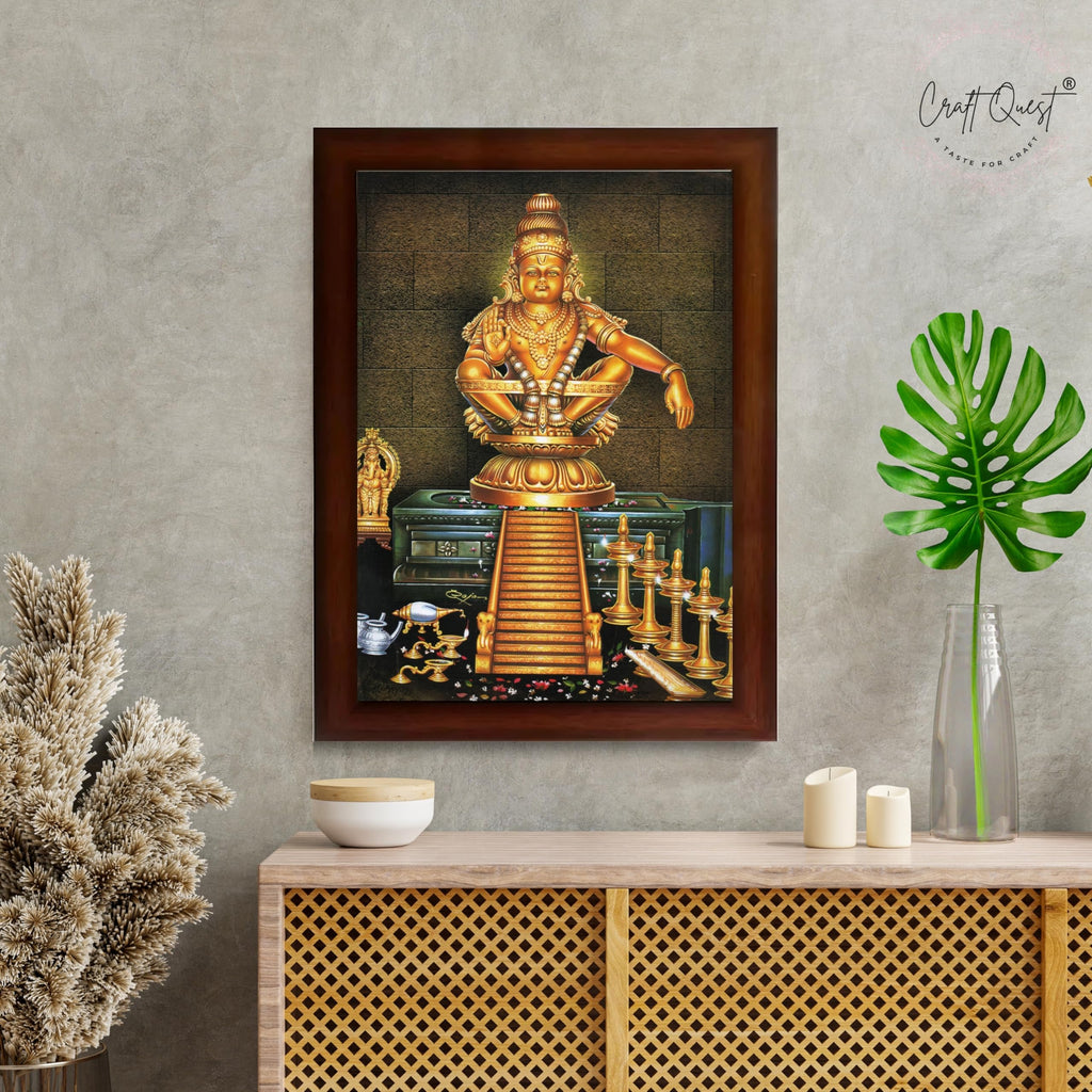 CRAFT QUEST Lord Ayyappa Swamy Ayyappan Iyyappan Photo Frame For Wall Painting,Temple, Pooja, Home Décor Items