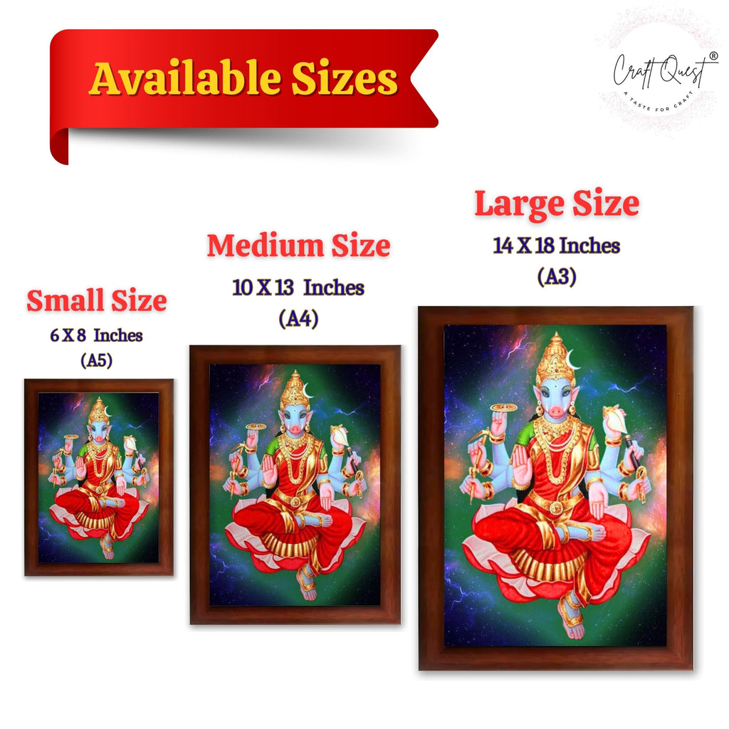CRAFT QUEST Varahi Amman amma Photo Varahi Wall Painting Photo Frame With Acrylic Glass| South Devi Frame for Home, Office, Temple & Gifting