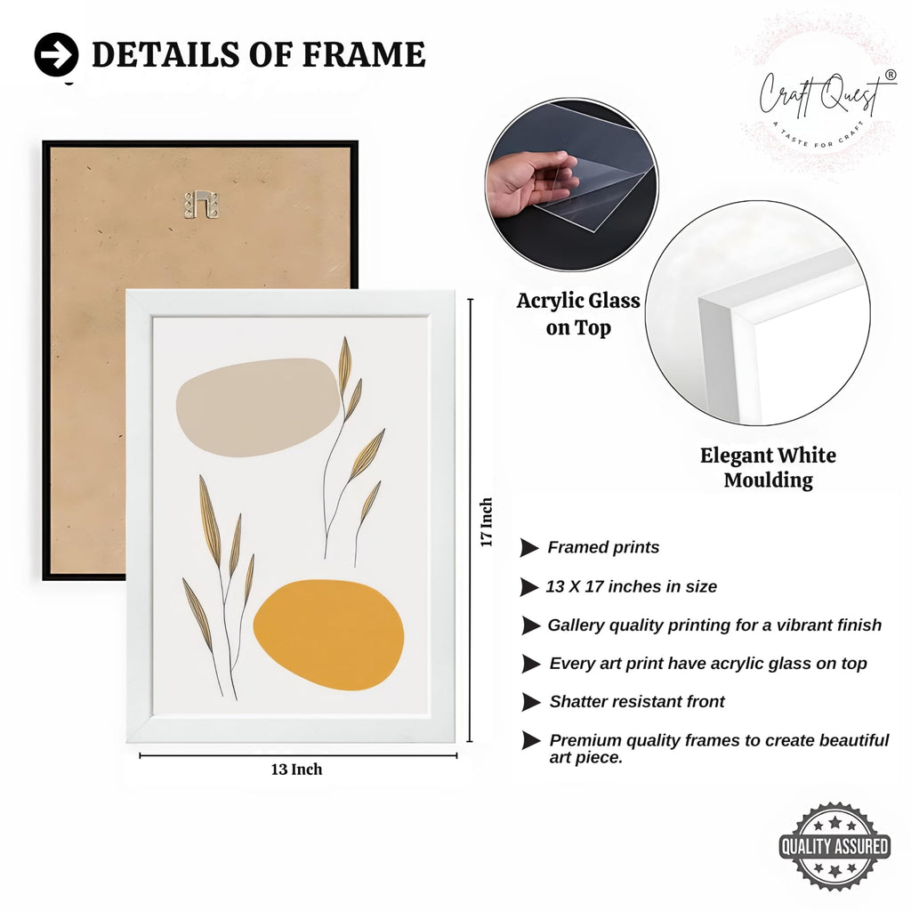 CRAFT QUEST Organic Abstract Wall Art Modern Art | Set of 3 Frames for Home Decoration | Ideal for Living Room, Bedroom & Offices