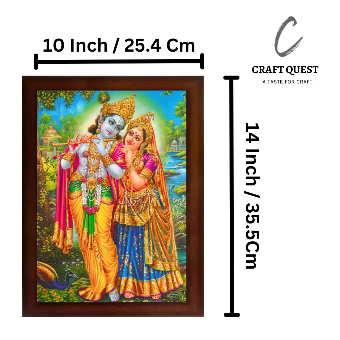 Craft Quest Radha Krishna Sparkle Coated Home Decorative Gift Item Framed Painting (10 X 14 Inches) Mulicolour