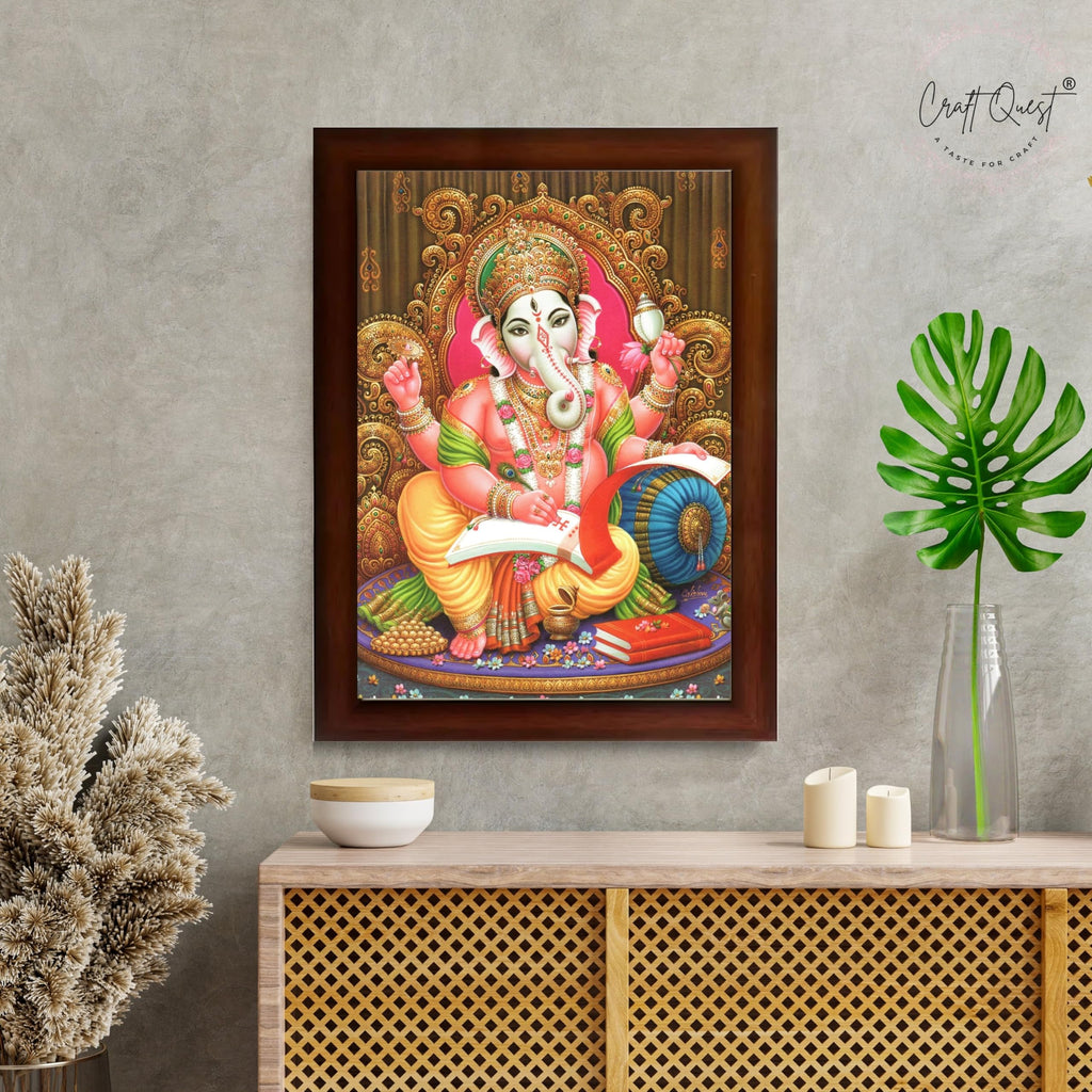 CRAFT QUEST Lord Ganesh Ganpati ji Modern Wall Painting With Frame For Home and Office Decor