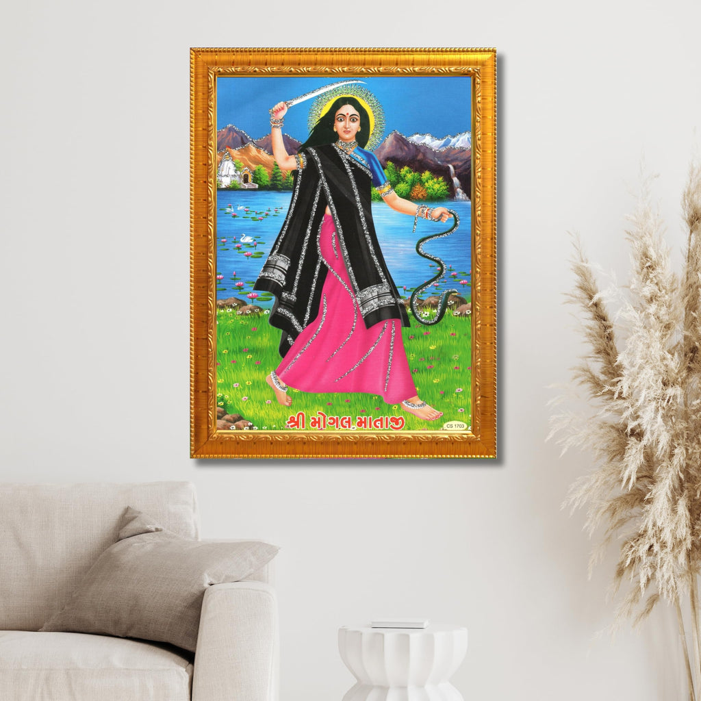 CRAFT QUEST Mogal Mataji Photo frame | Acrylic, Lightweight | Hindu God Spiritual Framed | Ideal for Home, Office, Temple & Puja Room, Wall Decor