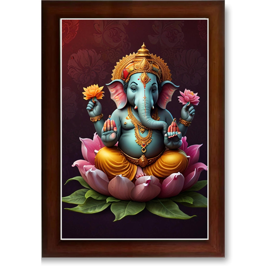 CRAFT QUEST Lord Ganpati ji Wall Hanging Frame for Living Room, Bedroom, Office & Pooja Room Décor GA-214