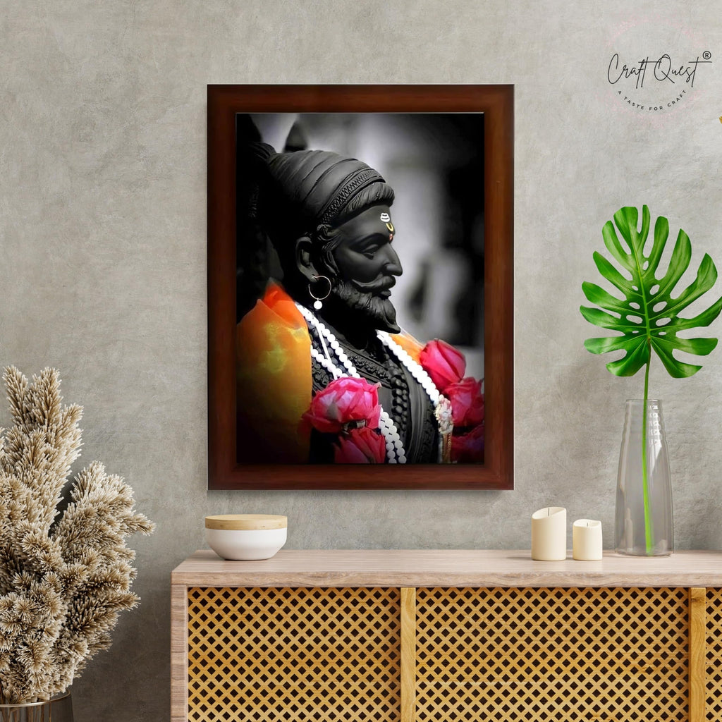 CRAFT QUEST Chattrapati Shivaji Maharaj Wall Painting With Acrylic Sheet | For Living, Pooja Room | Home Decoration Item | Best Gifting Option