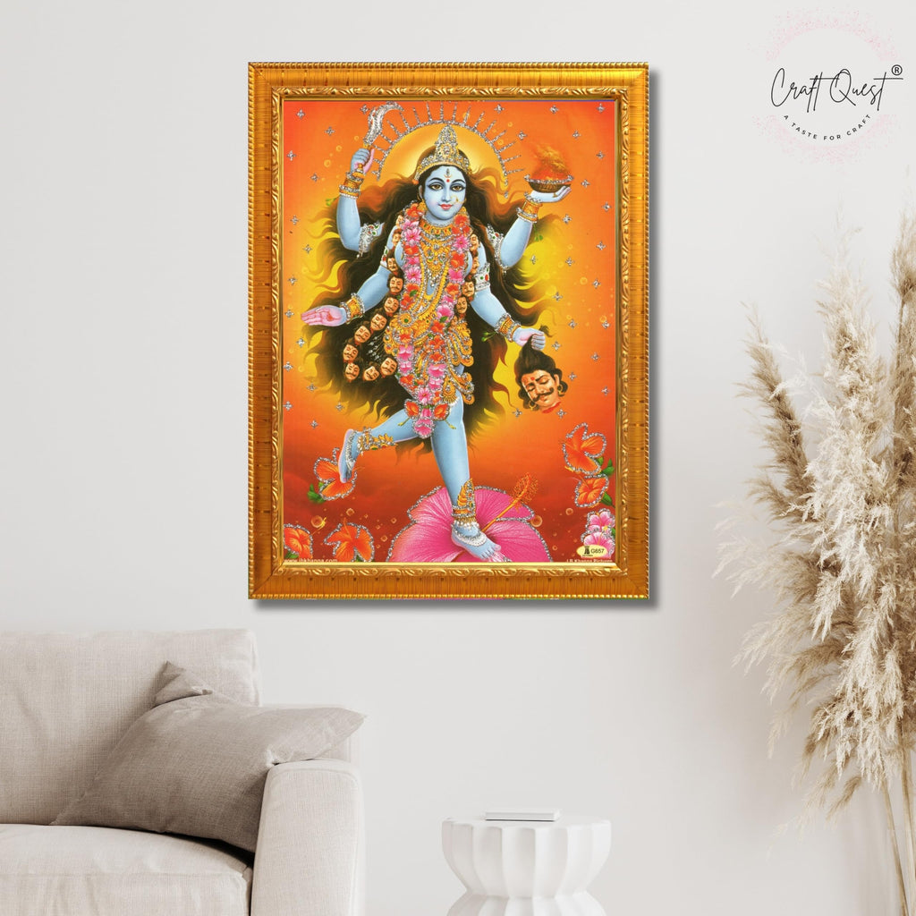 CRAFT QUEST Maha Kali Maa Kalika Mata Mahakali Shiv Shiva Wall Painting Framed Home Decor