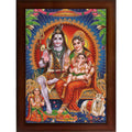 Craft Quest Shiv Parivar (Shiv Shankar, Maa Parvati, Ganesh and Kartikey) Religious Wood Photo Frame for Pooja (Multicolour, 14 X 10 inch)